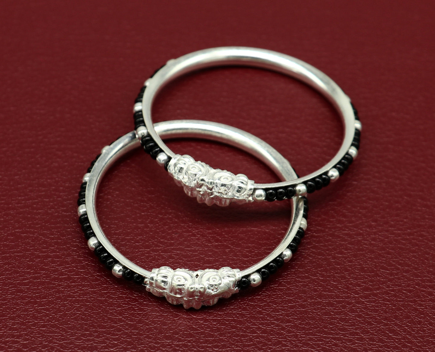 Vintage style handmade crocodile face sterling silver bangle bracelet silver beads customized evil eye nazariya tribal kids jewelry nbbk228 - TRIBAL ORNAMENTS