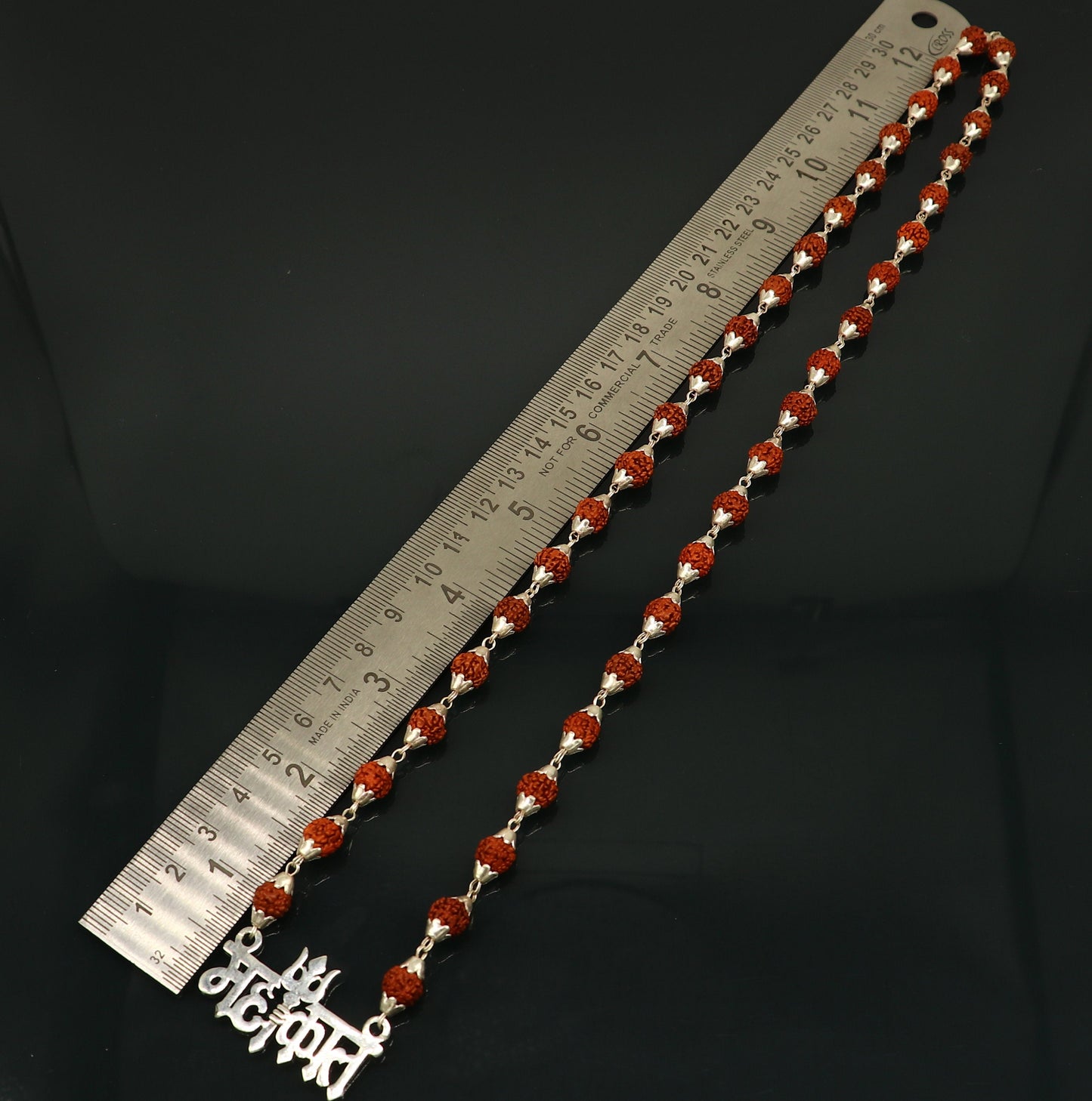 925 sterling silver customized Rudraksha beaded Mahakaal Shiva pendant necklace, best blessing divine necklace from india set191 - TRIBAL ORNAMENTS