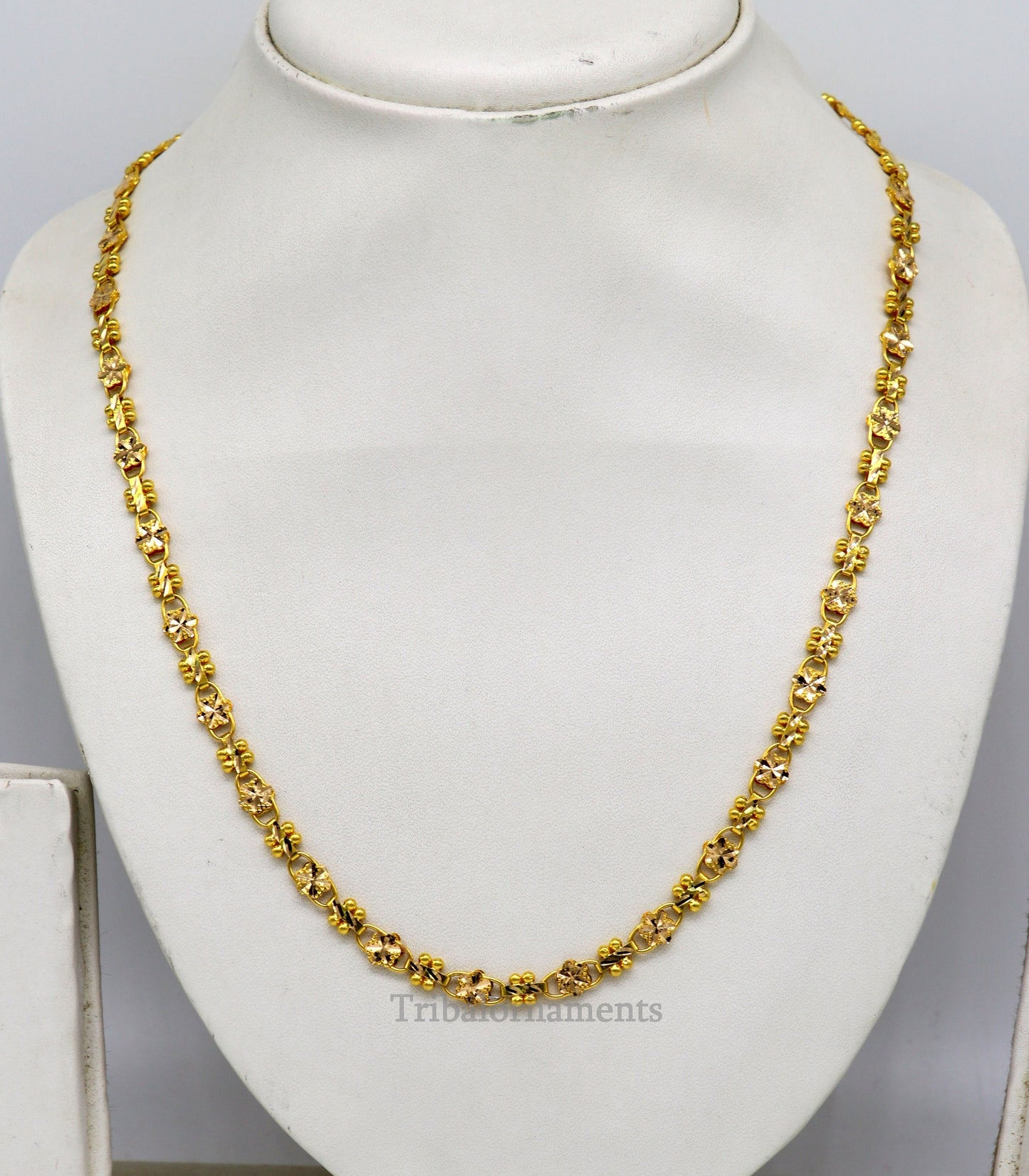 Vintage floral design Handmade Genuine 22 karat yellow gold gorgeous chain stylish chain gifting royal jewelry from india ch261 - TRIBAL ORNAMENTS