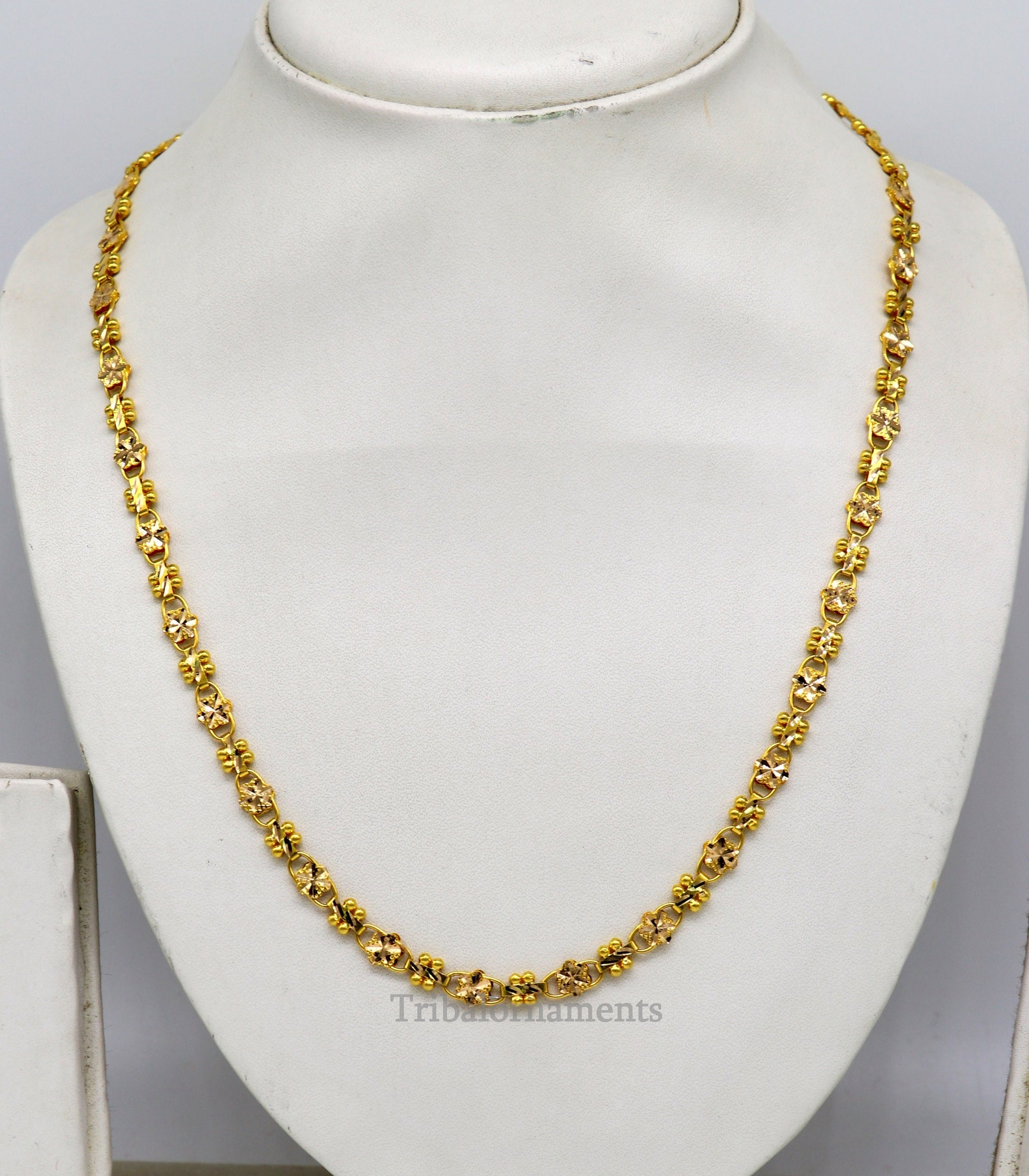 Vintage floral design Handmade Genuine 22 karat yellow gold gorgeous chain stylish chain gifting royal jewelry from india ch261 - TRIBAL ORNAMENTS
