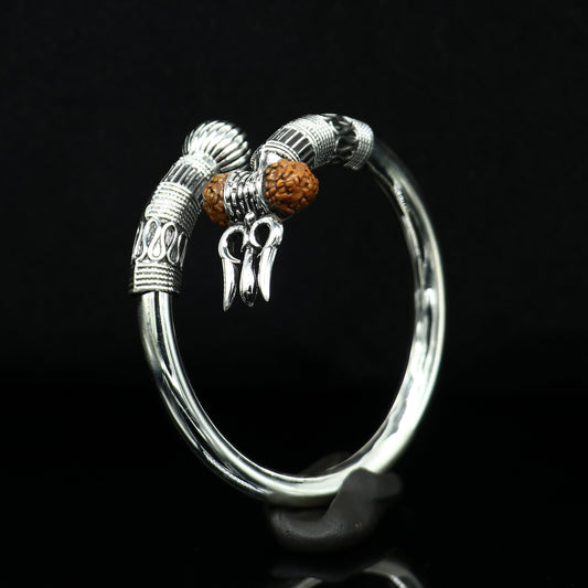 Devine 925 sterling silver handmade lord Shiva trident Trishul bangle bracelet kada, best gift for girl's or boy's stunning bangle nssk420 - TRIBAL ORNAMENTS