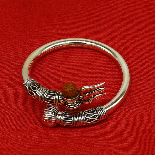 Real 925 sterling silver handmade lord Shiva trident Trishul bangle bracelet kada, best gift for girl's or boy's stunning bangle nssk418 - TRIBAL ORNAMENTS