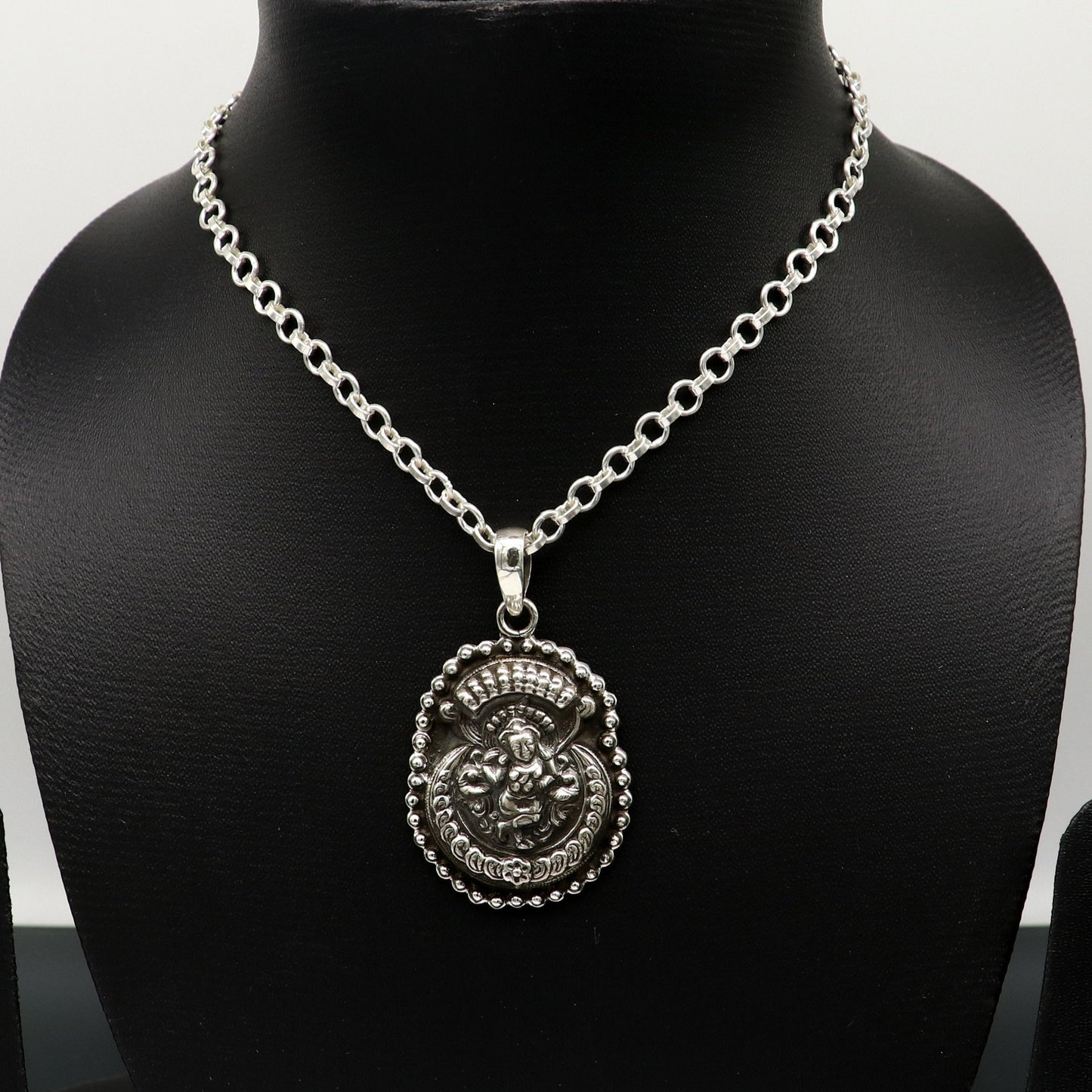 925 sterling silver Vintage antique design handmade God Krishna fabulous pendant tribal belly dance temple jewelry from india ssp589 - TRIBAL ORNAMENTS