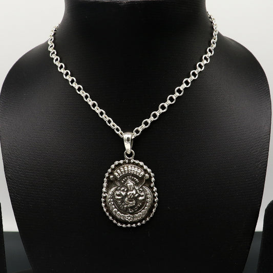925 sterling silver Vintage antique design handmade God Krishna fabulous pendant tribal belly dance temple jewelry from india ssp589 - TRIBAL ORNAMENTS
