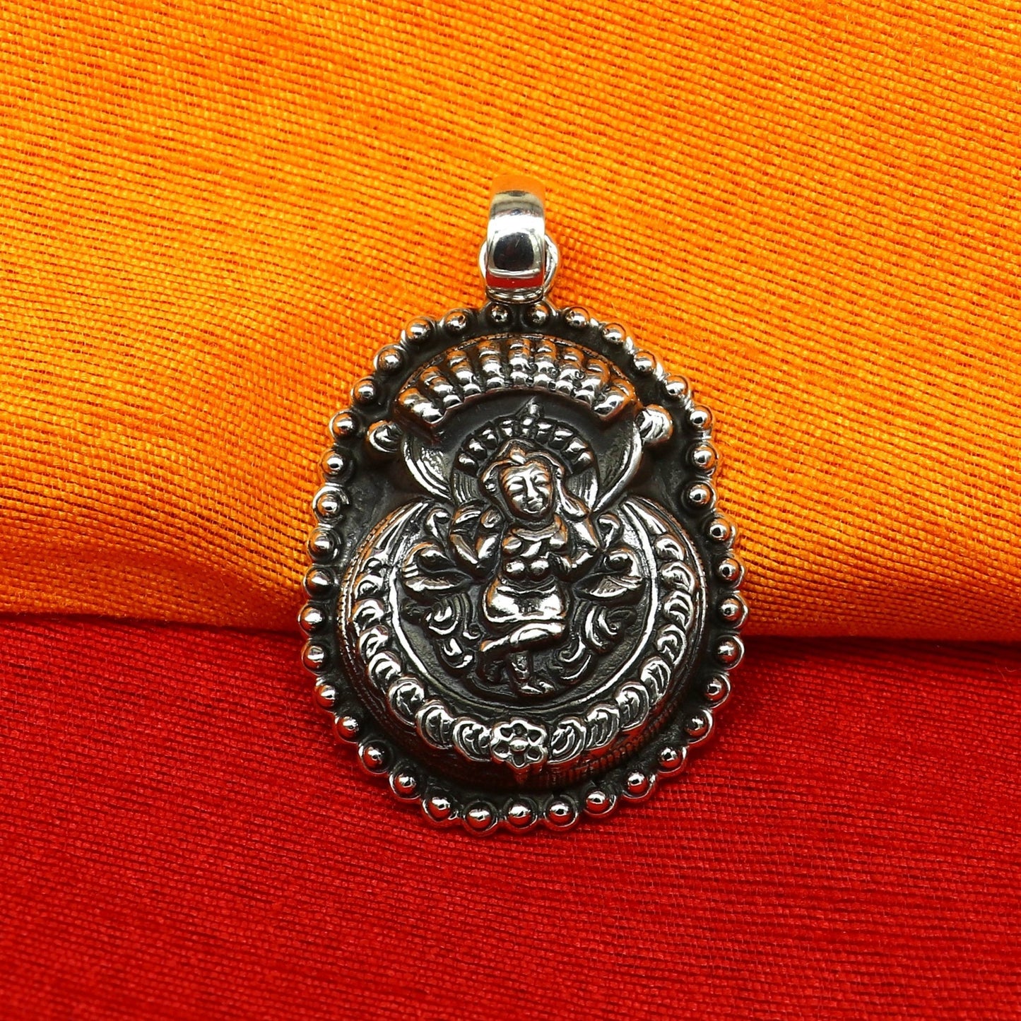925 sterling silver Vintage antique design handmade God Krishna fabulous pendant tribal belly dance temple jewelry from india ssp589 - TRIBAL ORNAMENTS