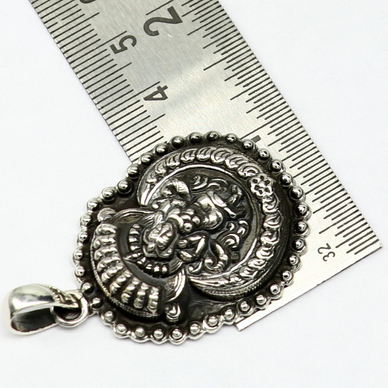 925 sterling silver Vintage antique design handmade God Krishna fabulous pendant tribal belly dance temple jewelry from india ssp589 - TRIBAL ORNAMENTS