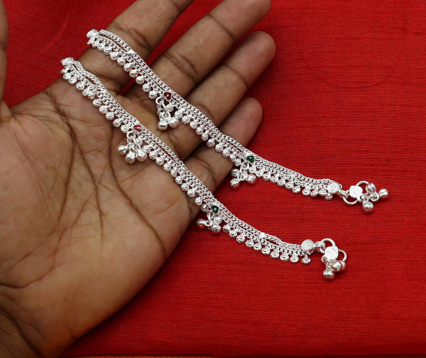 6" inch handmade solid sterling silver baby kids ankle bracelet unisex new born baby anklet foot bracelet customized charm bracelet ank387 - TRIBAL ORNAMENTS