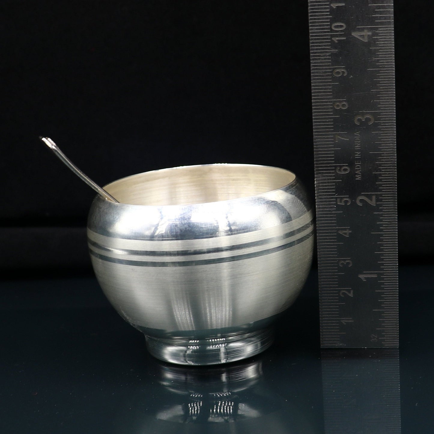 999 fine silver handmade small baby bowl and spoon set, silver tumbler, flask, stay baby/kids healthy, silver vessels utensils sv170 - TRIBAL ORNAMENTS