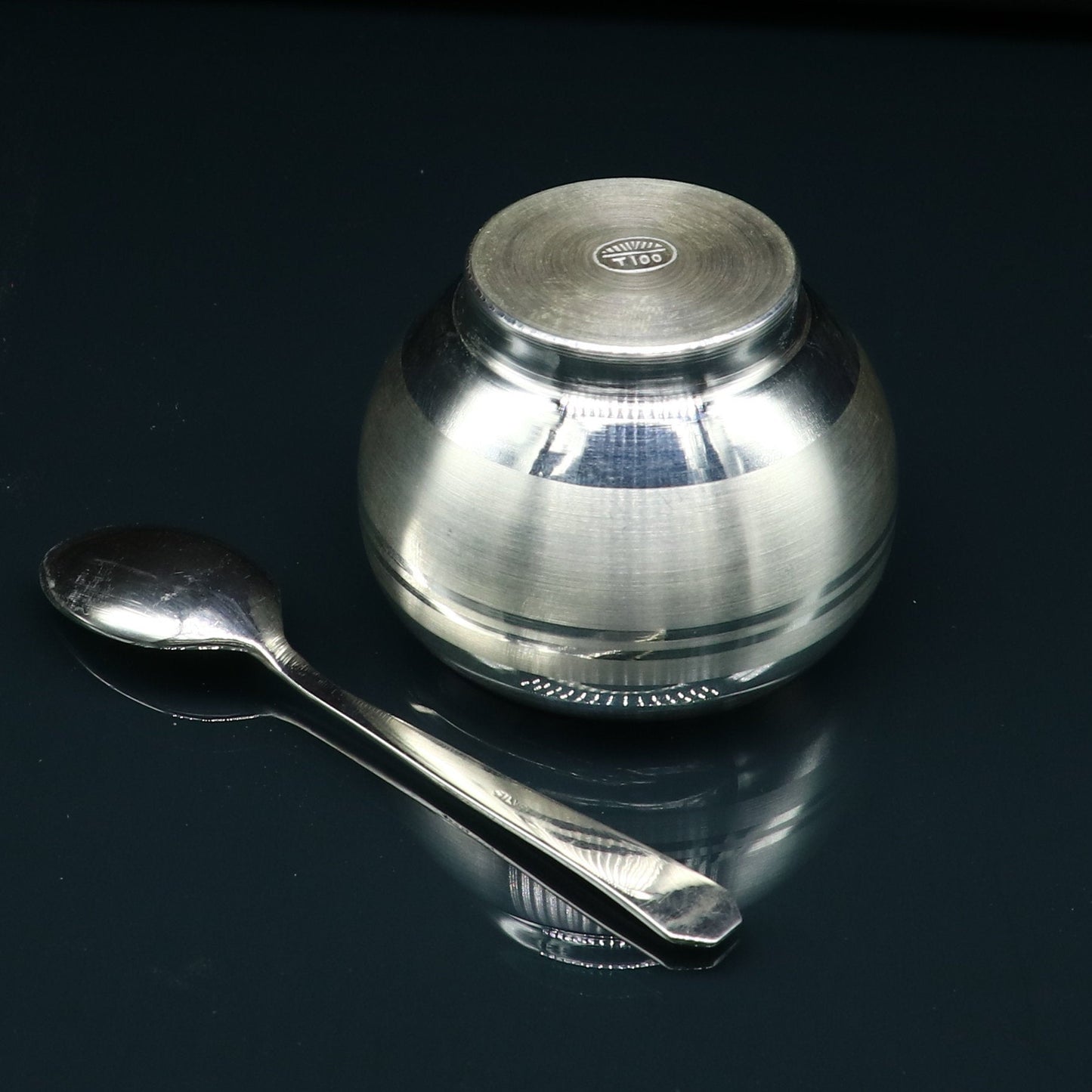 999 fine silver handmade small baby bowl and spoon set, silver tumbler, flask, stay baby/kids healthy, silver vessel utensils sv172 - TRIBAL ORNAMENTS
