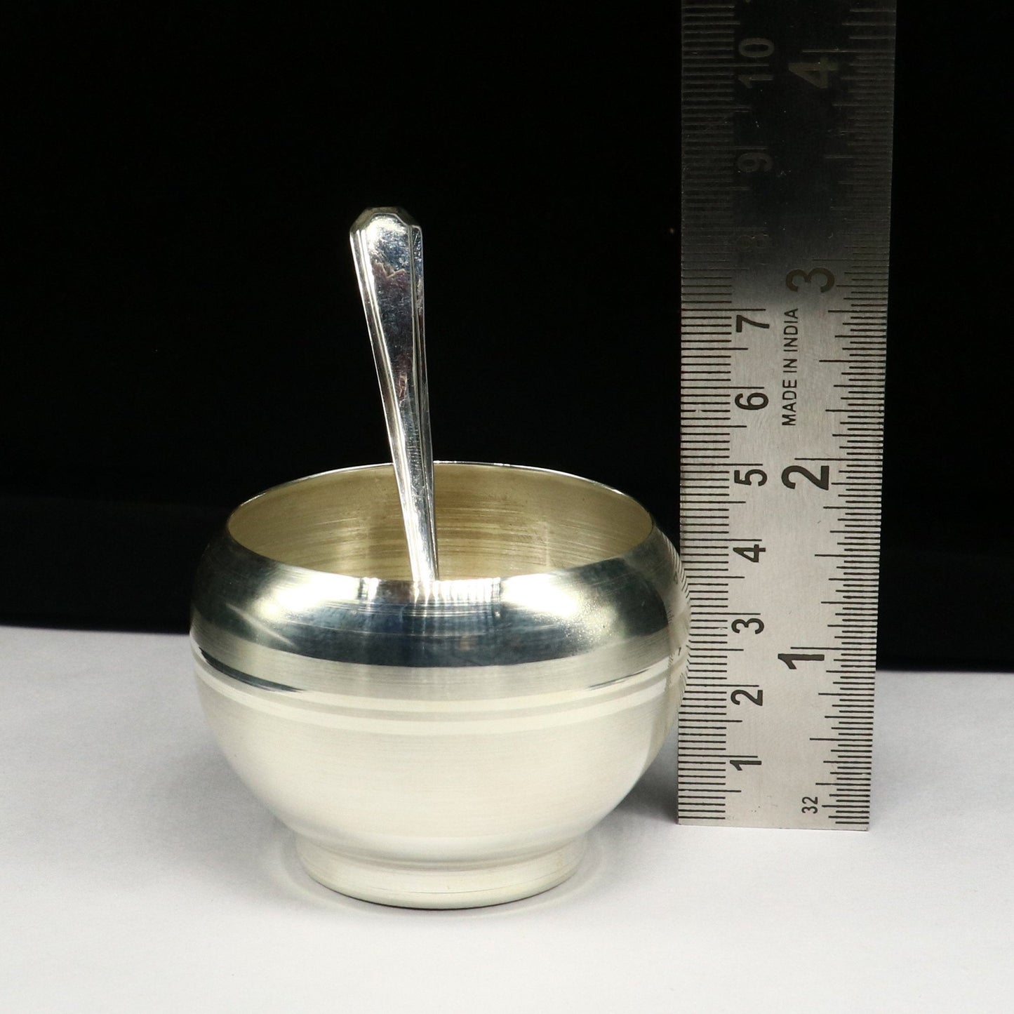 999 fine silver handmade small baby bowl and spoon set, silver tumbler, flask, stay baby/kids healthy, silver vessel utensils sv172 - TRIBAL ORNAMENTS