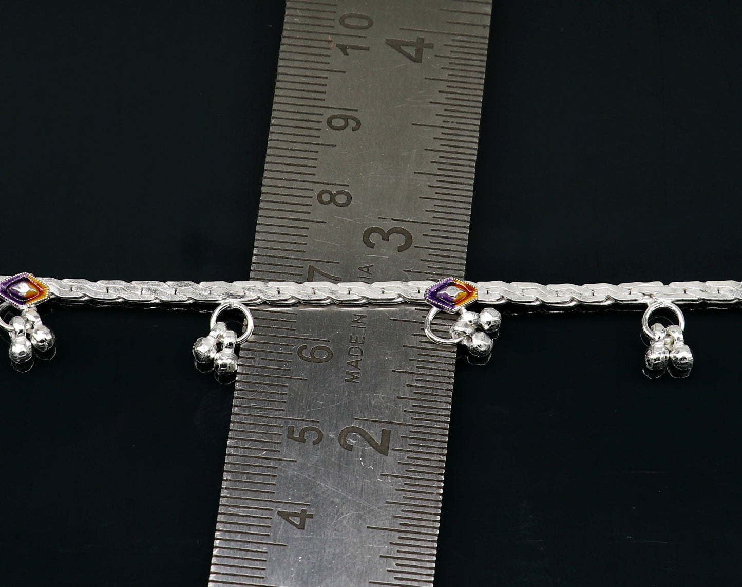 8.7" long handmade solid silver anklets, gorgeous belly dance ankle bracelet charm jewelry, best brides daily use feet bracelet ank399 - TRIBAL ORNAMENTS