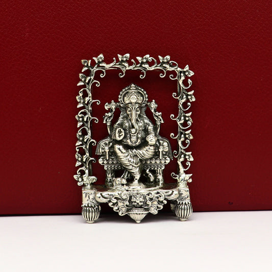 925 Sterling silver Idol lord Ganesha, Pooja puja Articles, Indian Silver Idols, handcrafted Ganesh statue sculpture amazing gifting Art04 - TRIBAL ORNAMENTS