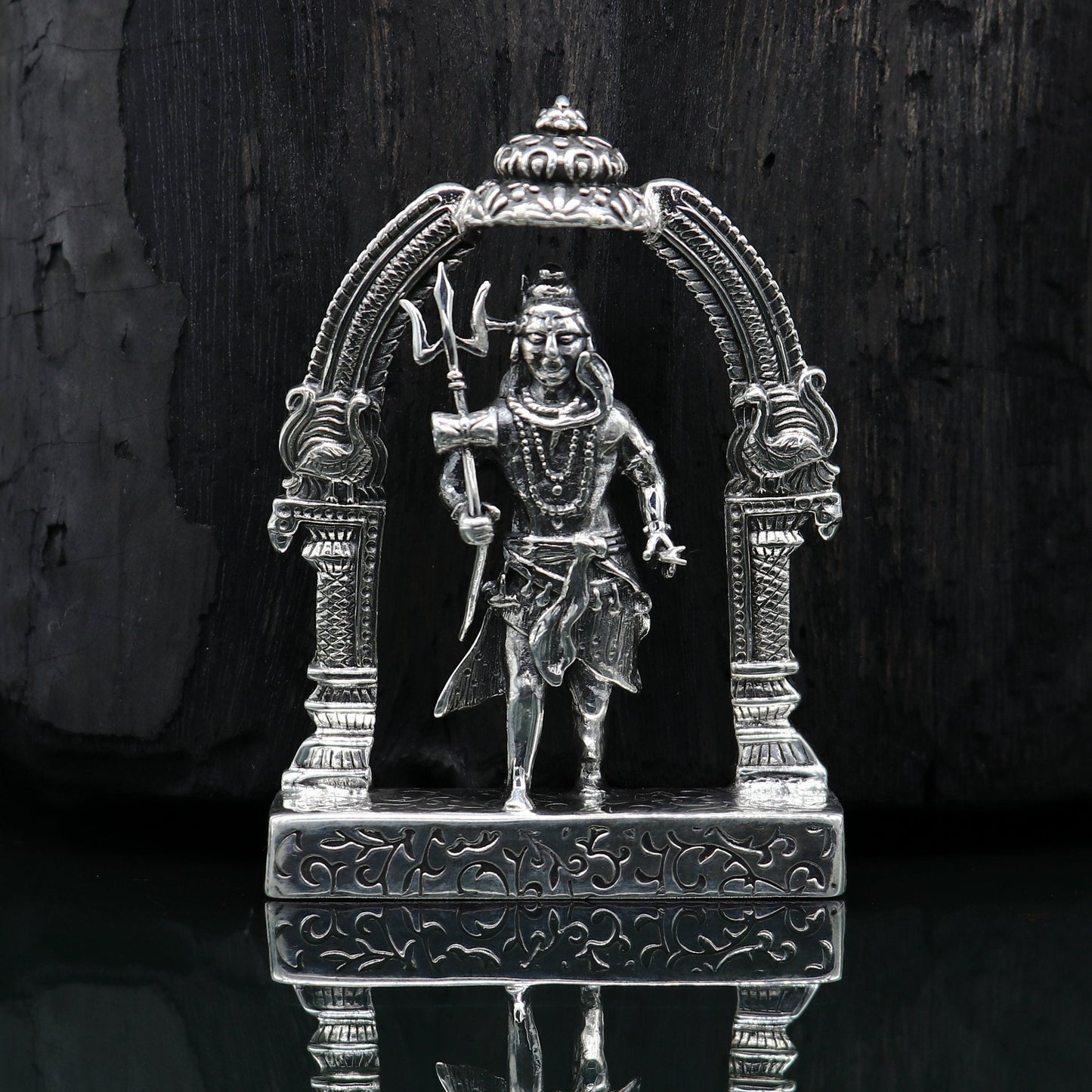 925 Sterling silver handmade vintage look indian hindu idols Lord Shiva with trident stunning statue figurine, puja articles best gift art09 - TRIBAL ORNAMENTS