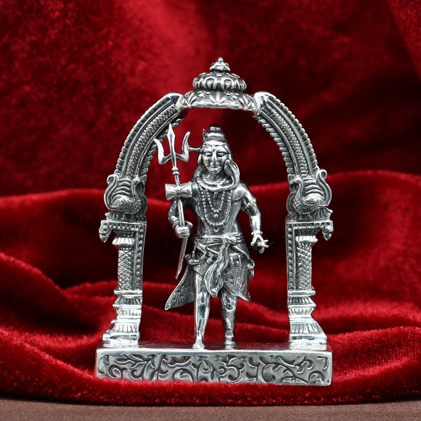 925 Sterling silver handmade vintage look indian hindu idols Lord Shiva with trident stunning statue figurine, puja articles best gift art09 - TRIBAL ORNAMENTS