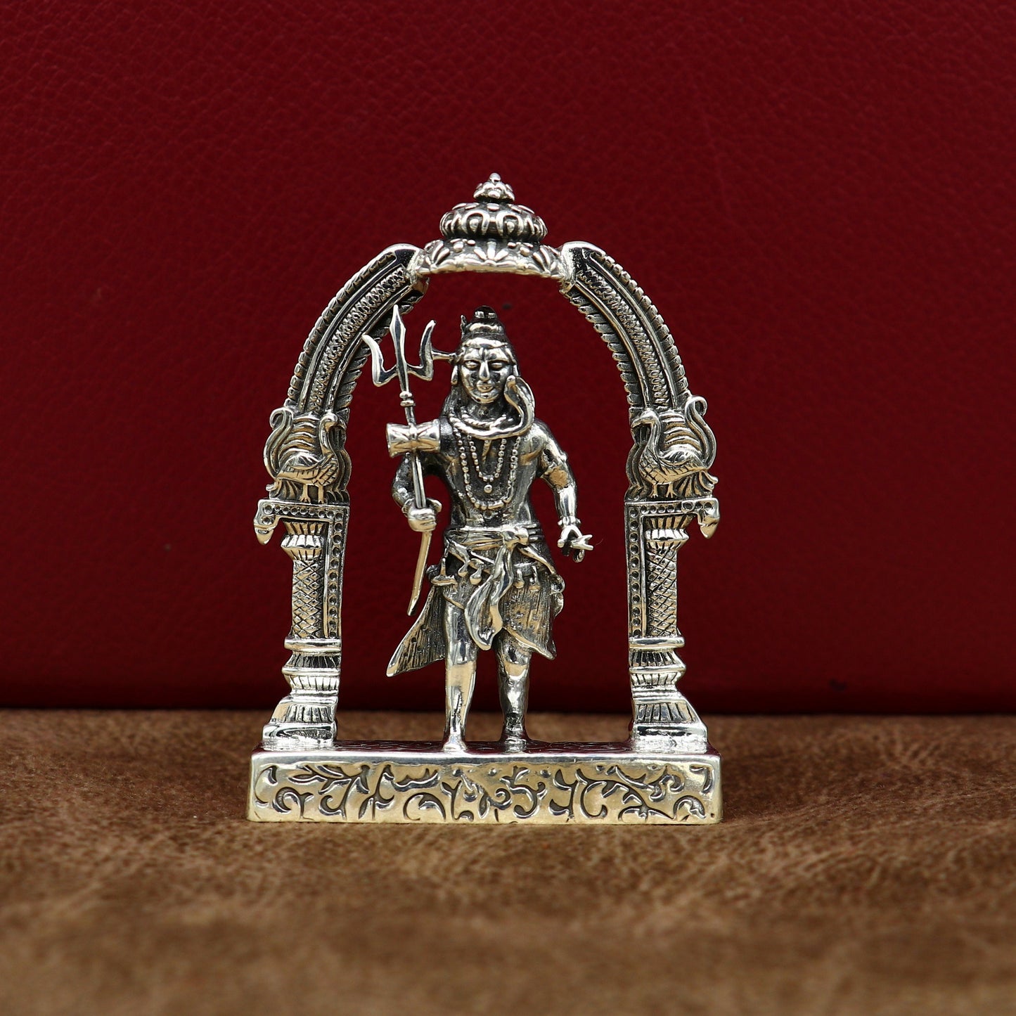 925 Sterling silver handmade vintage look indian hindu idols Lord Shiva with trident stunning statue figurine, puja articles best gift art09 - TRIBAL ORNAMENTS