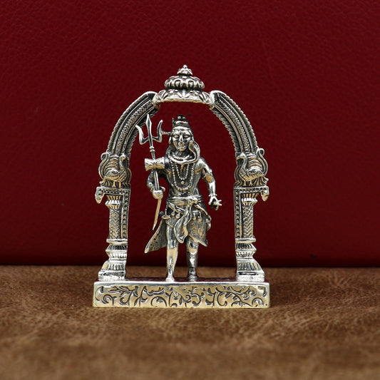 925 Sterling silver handmade vintage look indian hindu idols Lord Shiva with trident stunning statue figurine, puja articles best gift art09 - TRIBAL ORNAMENTS