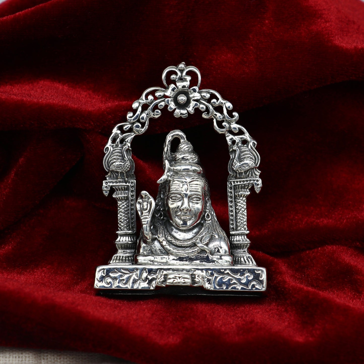925 Sterling silver handmade antique look Indian Hindu idols Lord Shiva stunning statue figurine, puja articles best decorative gift art11 - TRIBAL ORNAMENTS