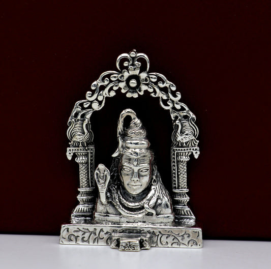 925 Sterling silver handmade antique look Indian Hindu idols Lord Shiva stunning statue figurine, puja articles best decorative gift art11 - TRIBAL ORNAMENTS