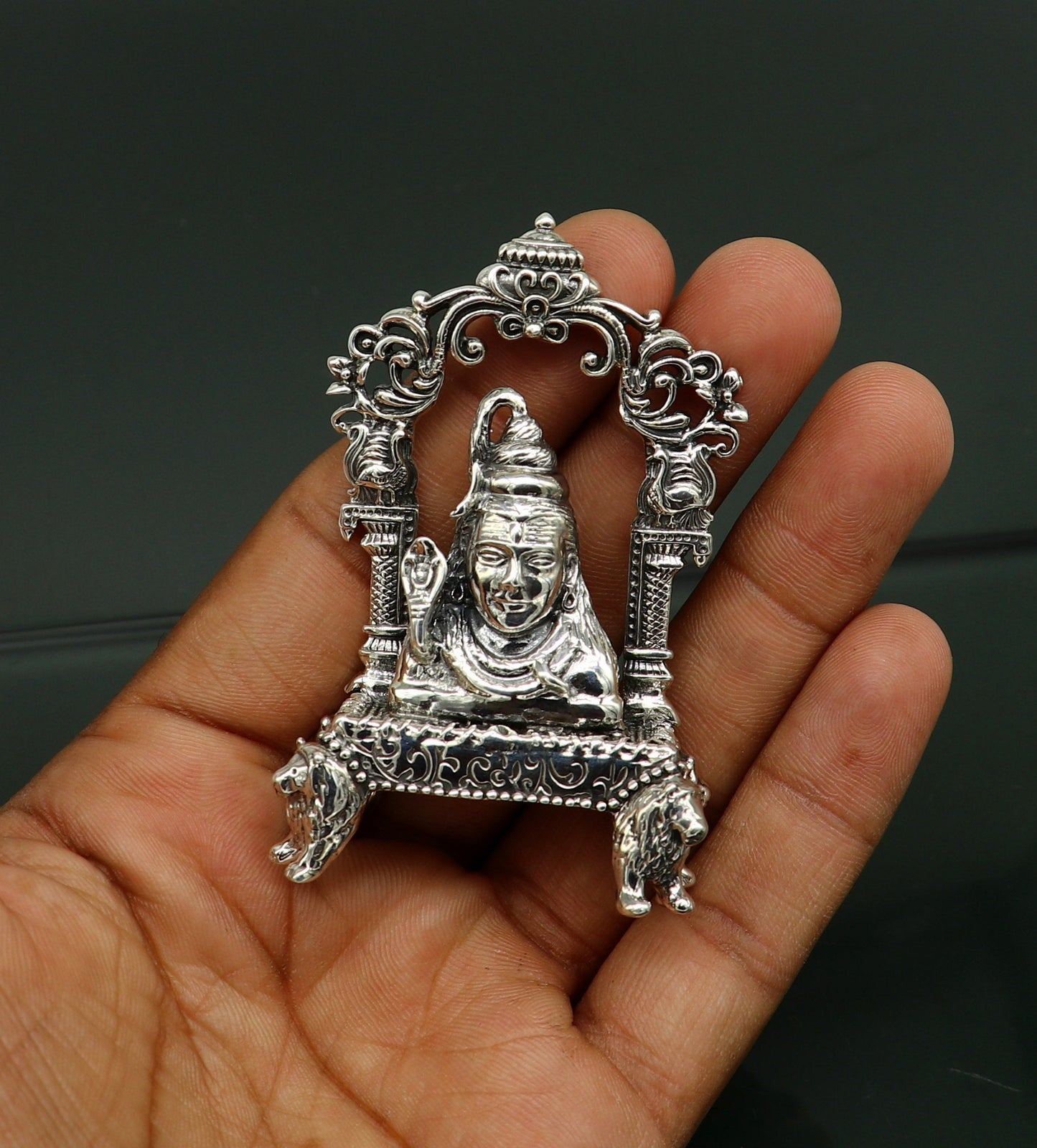 Pure 925 Sterling silver handmade antique look Indian idols Lord Shiva stunning statue figurine, puja articles best decorative gift art12 - TRIBAL ORNAMENTS