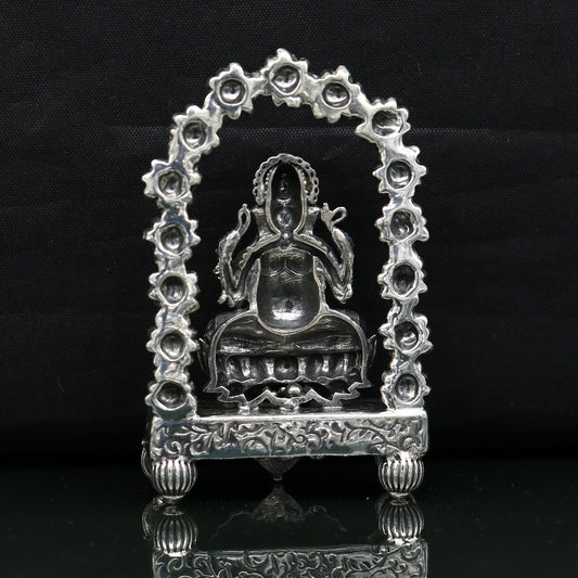 Pure 925 Sterling silver handmade antique design Indian idols Lord Ganesha stunning statue figurine, puja articles decorative gift art13 - TRIBAL ORNAMENTS