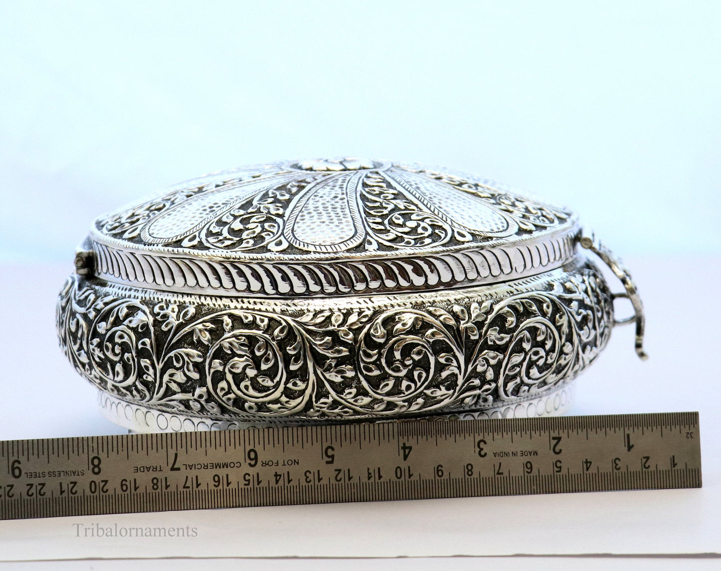 Vintage antique Royal design handmade 925 sterling silver dry fruit box, candy box, jewelry box, best brides gift or corporation gift box02 - TRIBAL ORNAMENTS