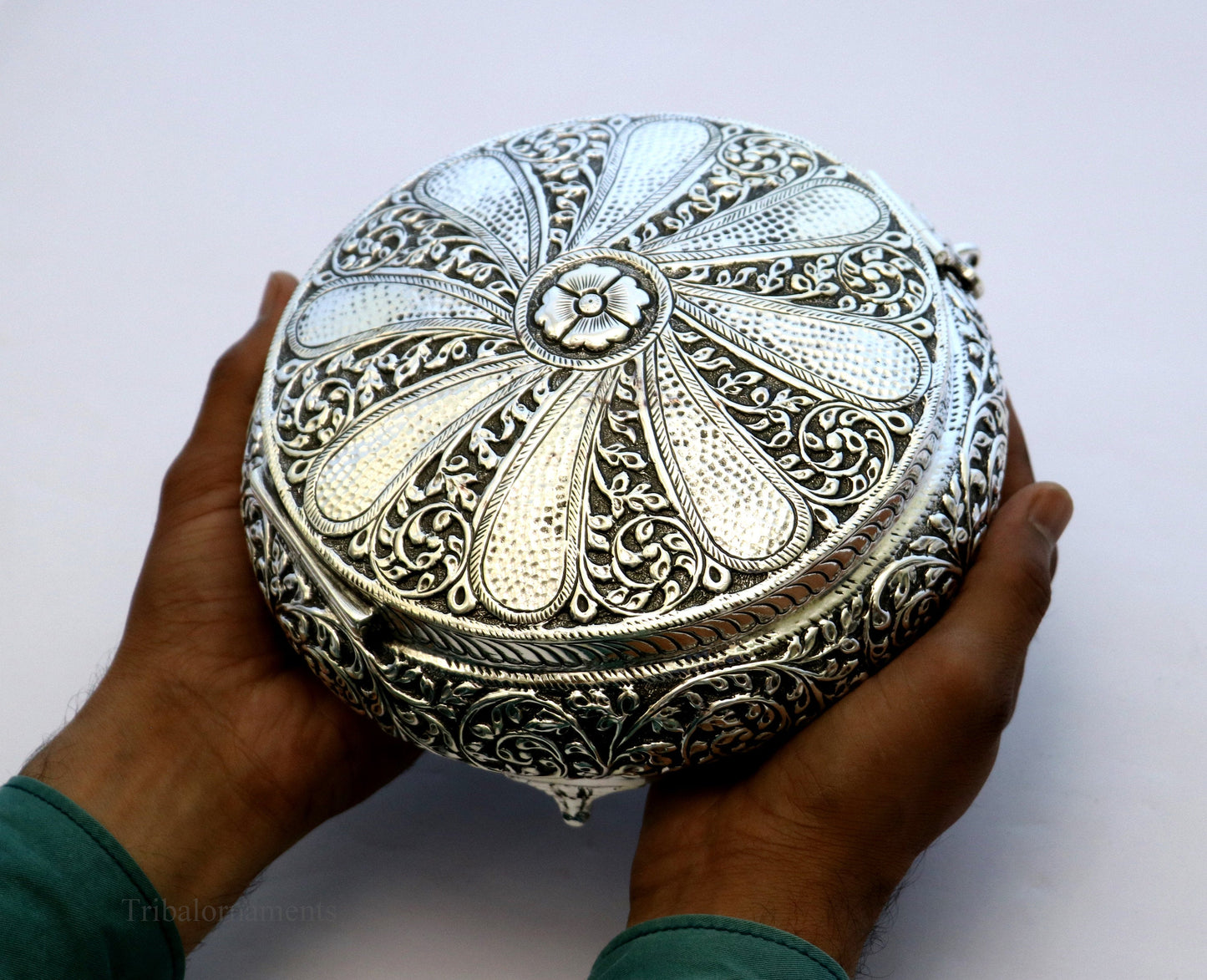 Vintage antique Royal design handmade 925 sterling silver dry fruit box, candy box, jewelry box, best brides gift or corporation gift box02 - TRIBAL ORNAMENTS