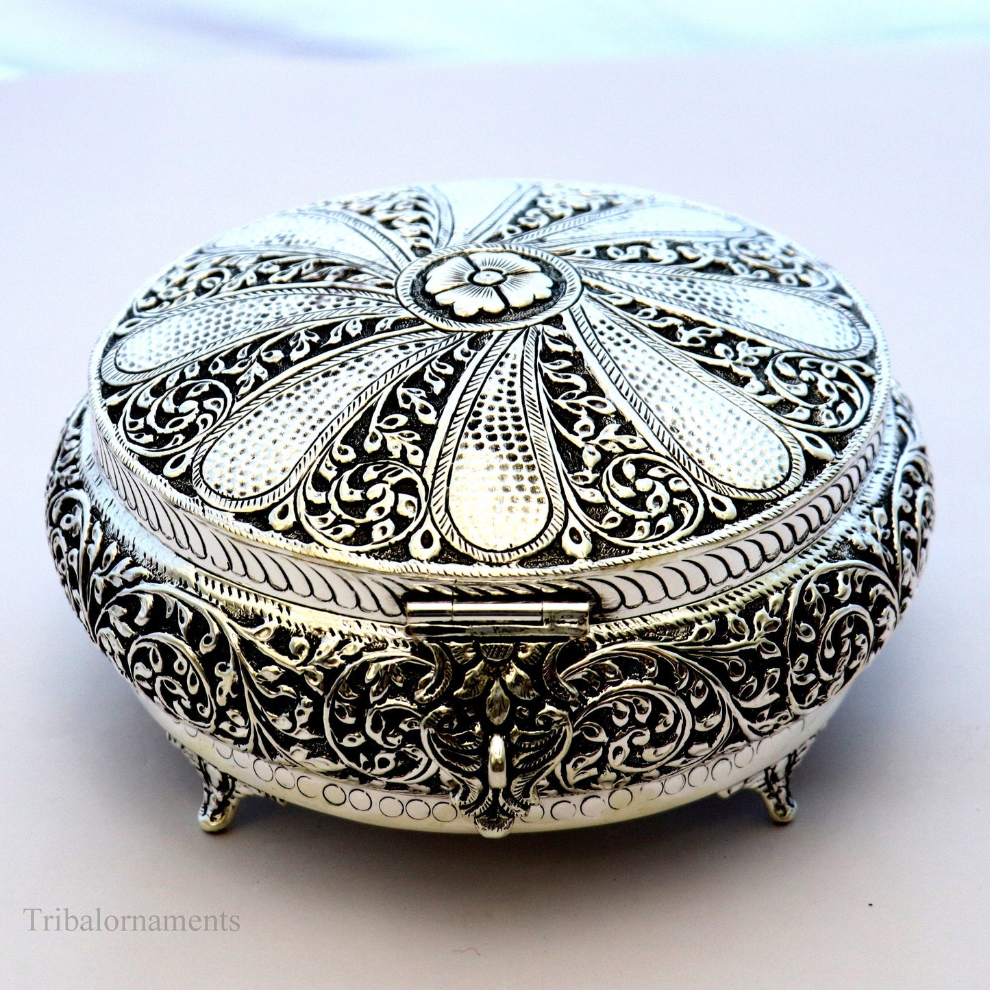 Vintage antique Royal design handmade 925 sterling silver dry fruit box, candy box, jewelry box, best brides gift or corporation gift box02 - TRIBAL ORNAMENTS