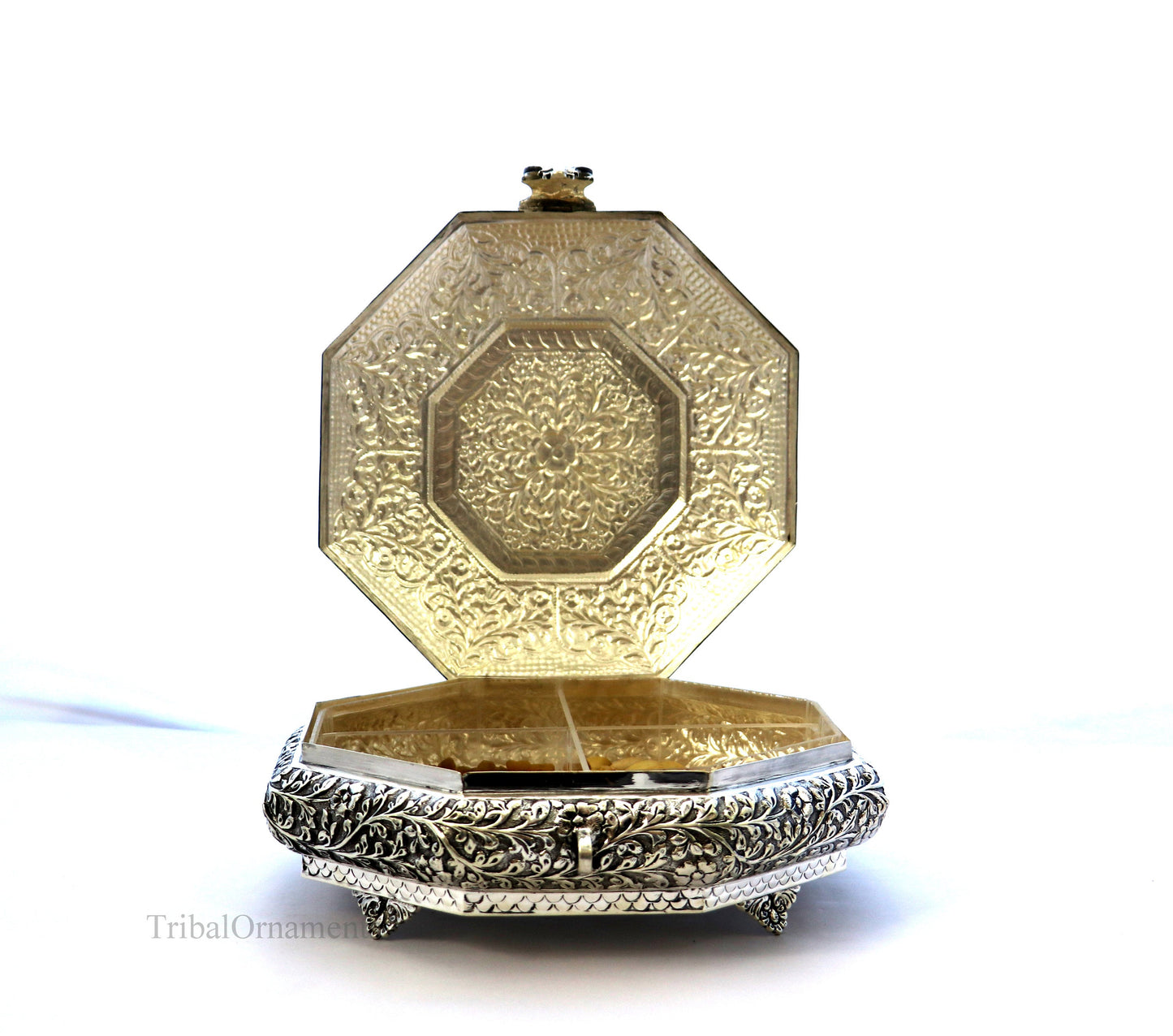 Vintage antique Royal design handmade 925 sterling silver dry fruit box, candy box, jewelry box, best brides gift or corporation gift box03 - TRIBAL ORNAMENTS