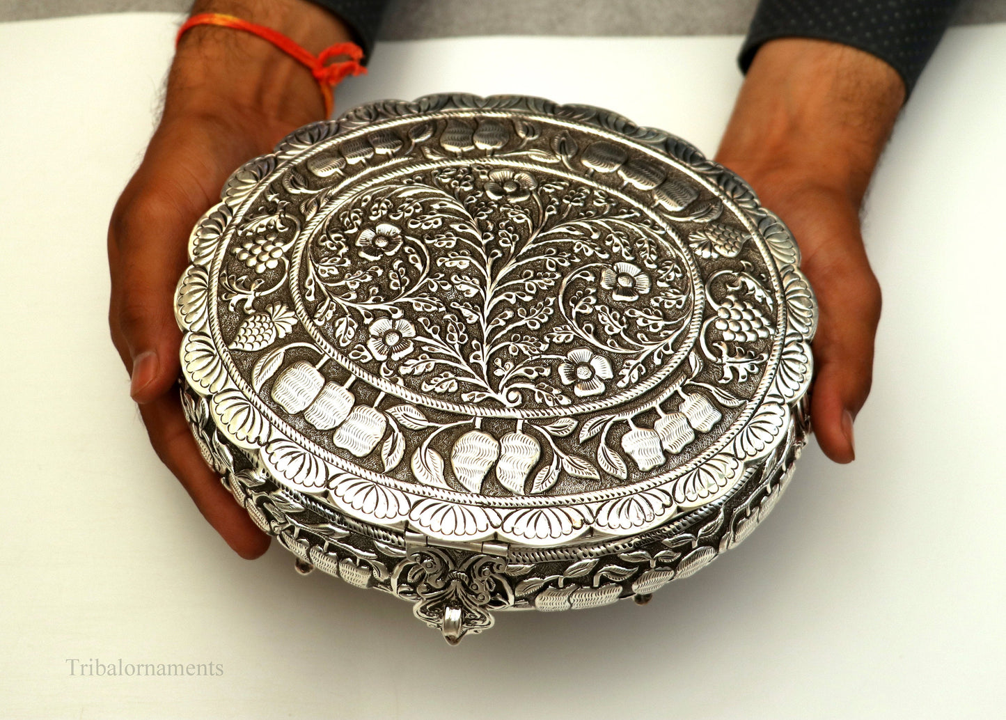 925 sterling silver Vintage antique Royal design handmade dry fruit box, candy box, jewelry box, best brides gift, corporation gift box05 - TRIBAL ORNAMENTS