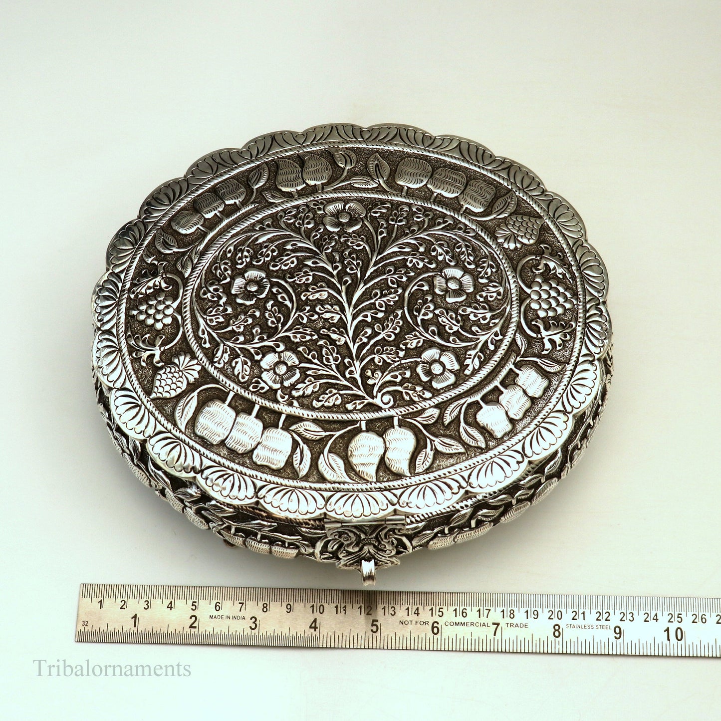 925 sterling silver Vintage antique Royal design handmade dry fruit box, candy box, jewelry box, best brides gift, corporation gift box05 - TRIBAL ORNAMENTS
