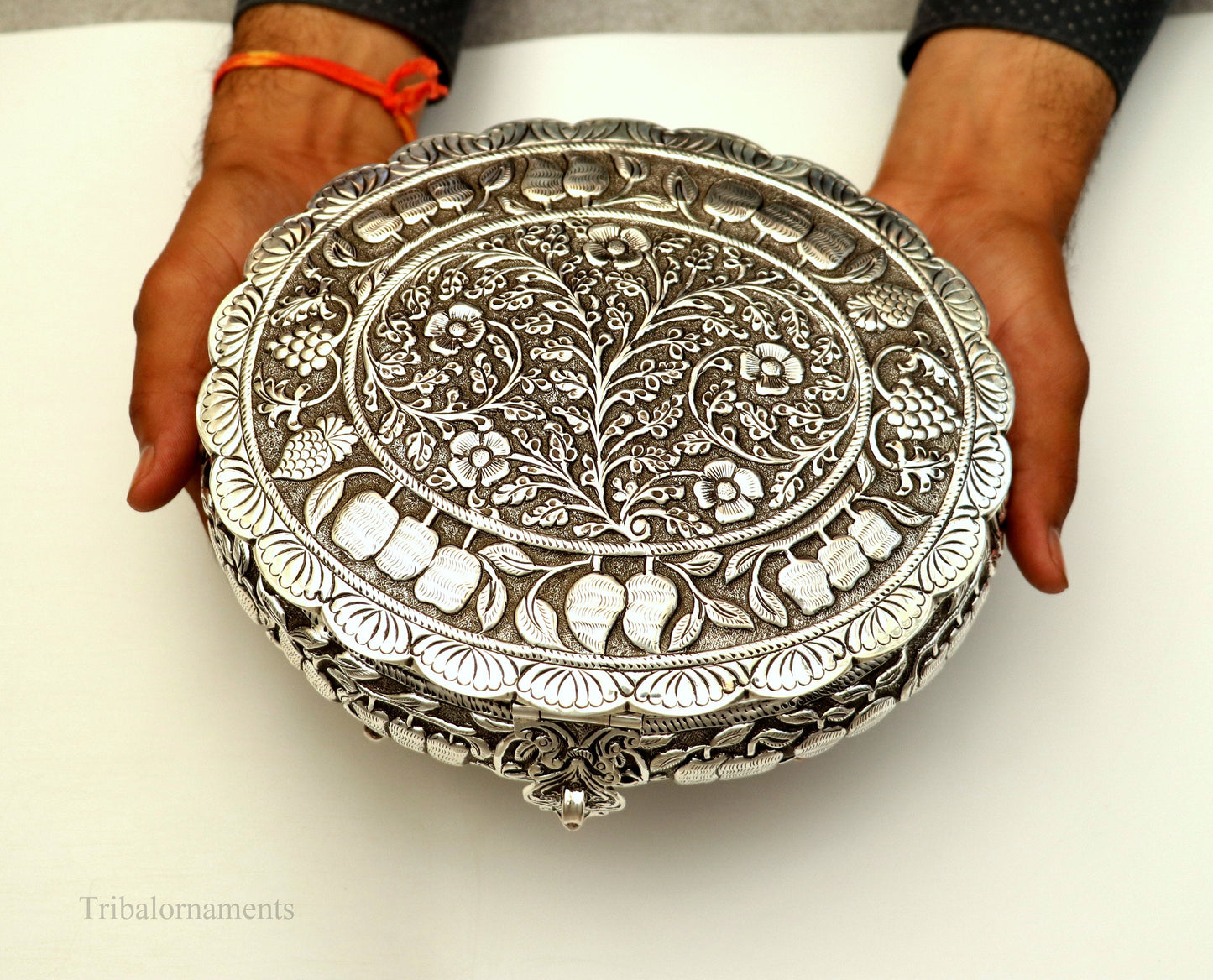 925 sterling silver Vintage antique Royal design handmade dry fruit box, candy box, jewelry box, best brides gift, corporation gift box05 - TRIBAL ORNAMENTS