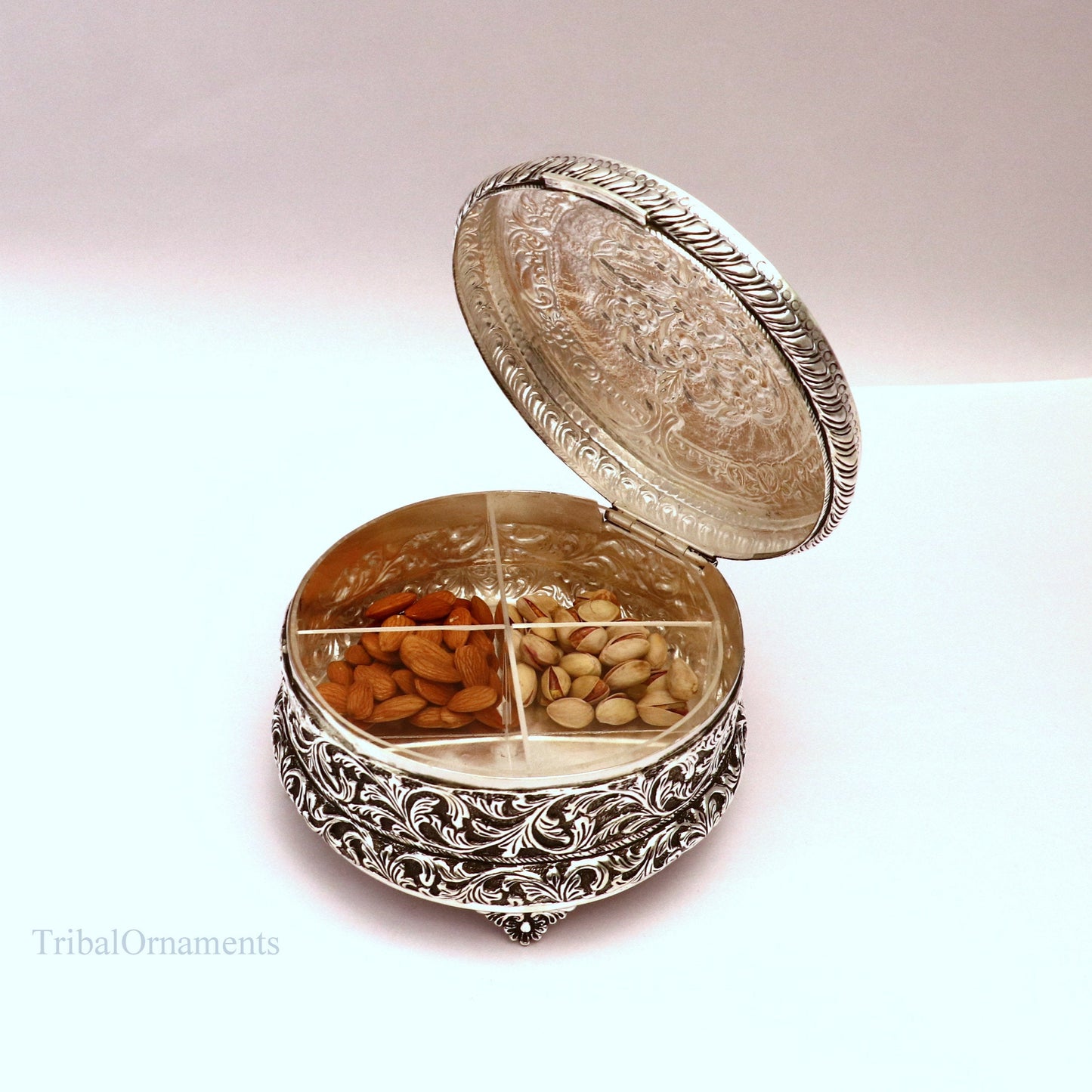 925 sterling silver Vintage antique Royal design handmade dry fruit box, candy box, jewelry box, best brides gift, corporation gift box04 - TRIBAL ORNAMENTS