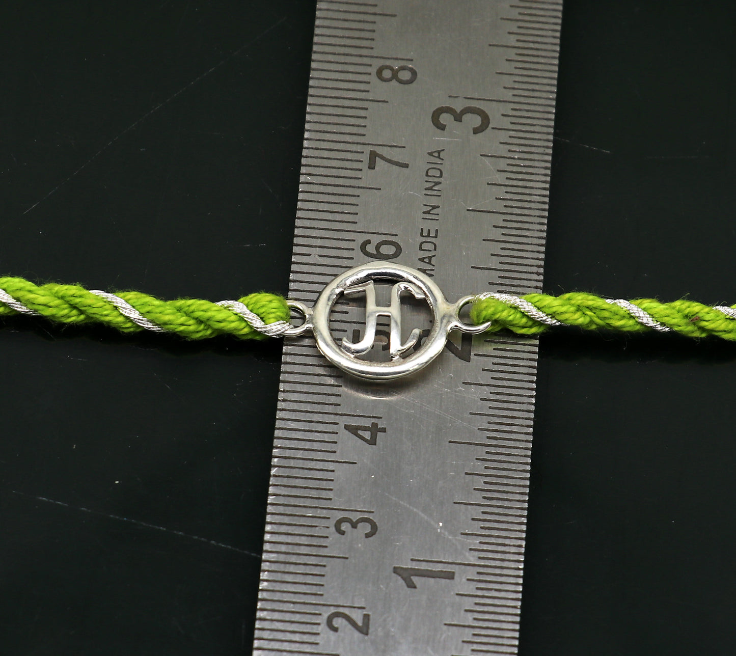 Pure 925 sterling silver handmade custom made Rakhi Bracelet, Exclusive alphabet 'H' design size free Bracelet Rakshabandhan gifting rk23 - TRIBAL ORNAMENTS