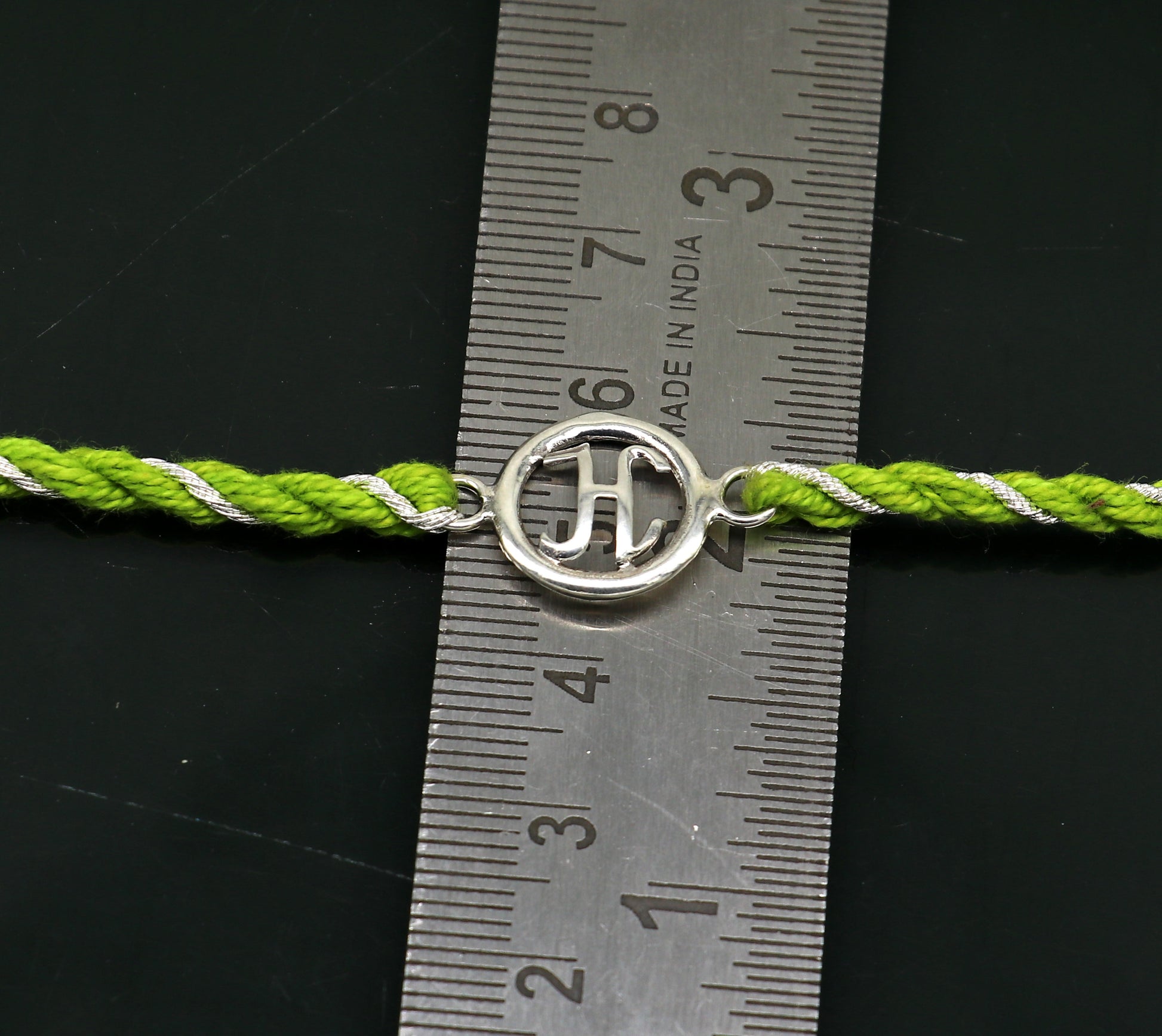 Pure 925 sterling silver handmade custom made Rakhi Bracelet, Exclusive alphabet 'H' design size free Bracelet Rakshabandhan gifting  rk23 - TRIBAL ORNAMENTS