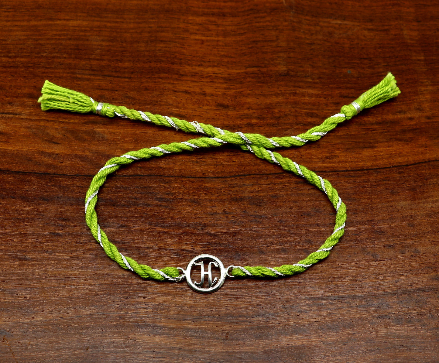 Pure 925 sterling silver handmade custom made Rakhi Bracelet, Exclusive alphabet 'H' design size free Bracelet Rakshabandhan gifting rk23 - TRIBAL ORNAMENTS