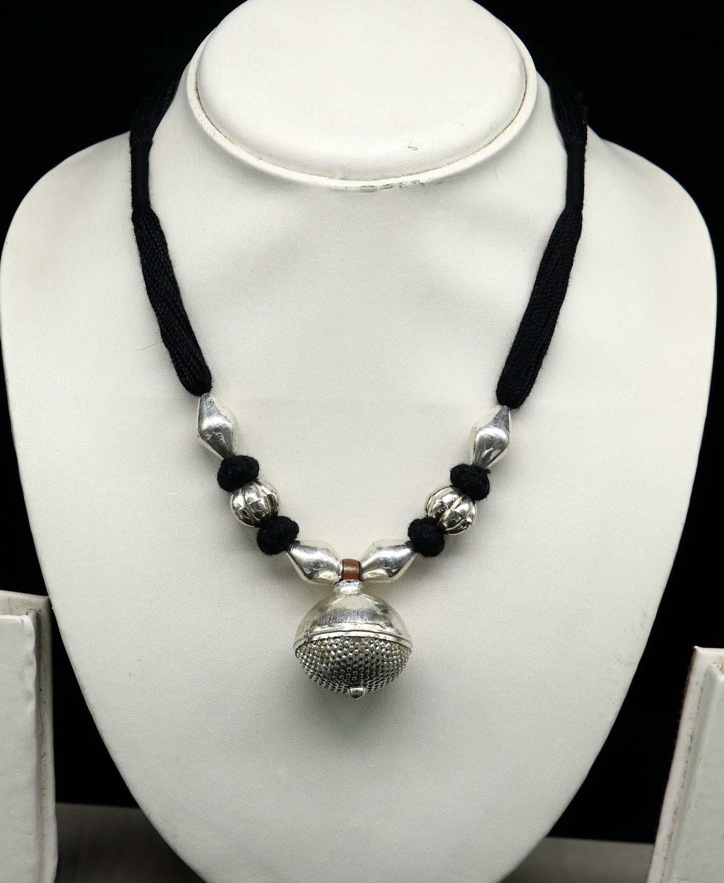 Vintage Indian traditional style sterling silver customized beads with thread charm necklace, wedding choker tribal brides jewelry set186 - TRIBAL ORNAMENTS