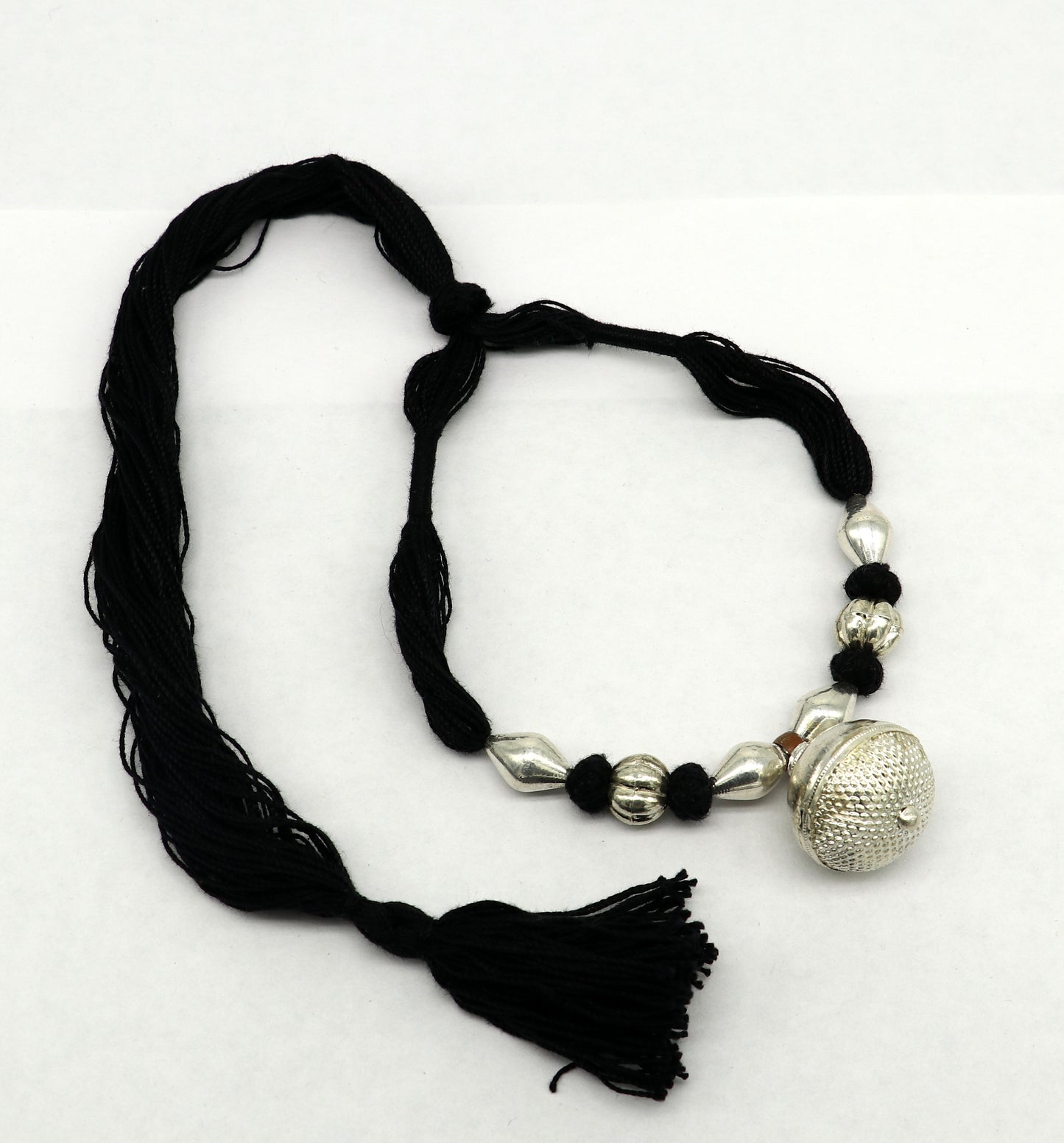 Vintage Indian traditional style sterling silver customized beads with thread charm necklace, wedding choker tribal brides jewelry set186 - TRIBAL ORNAMENTS