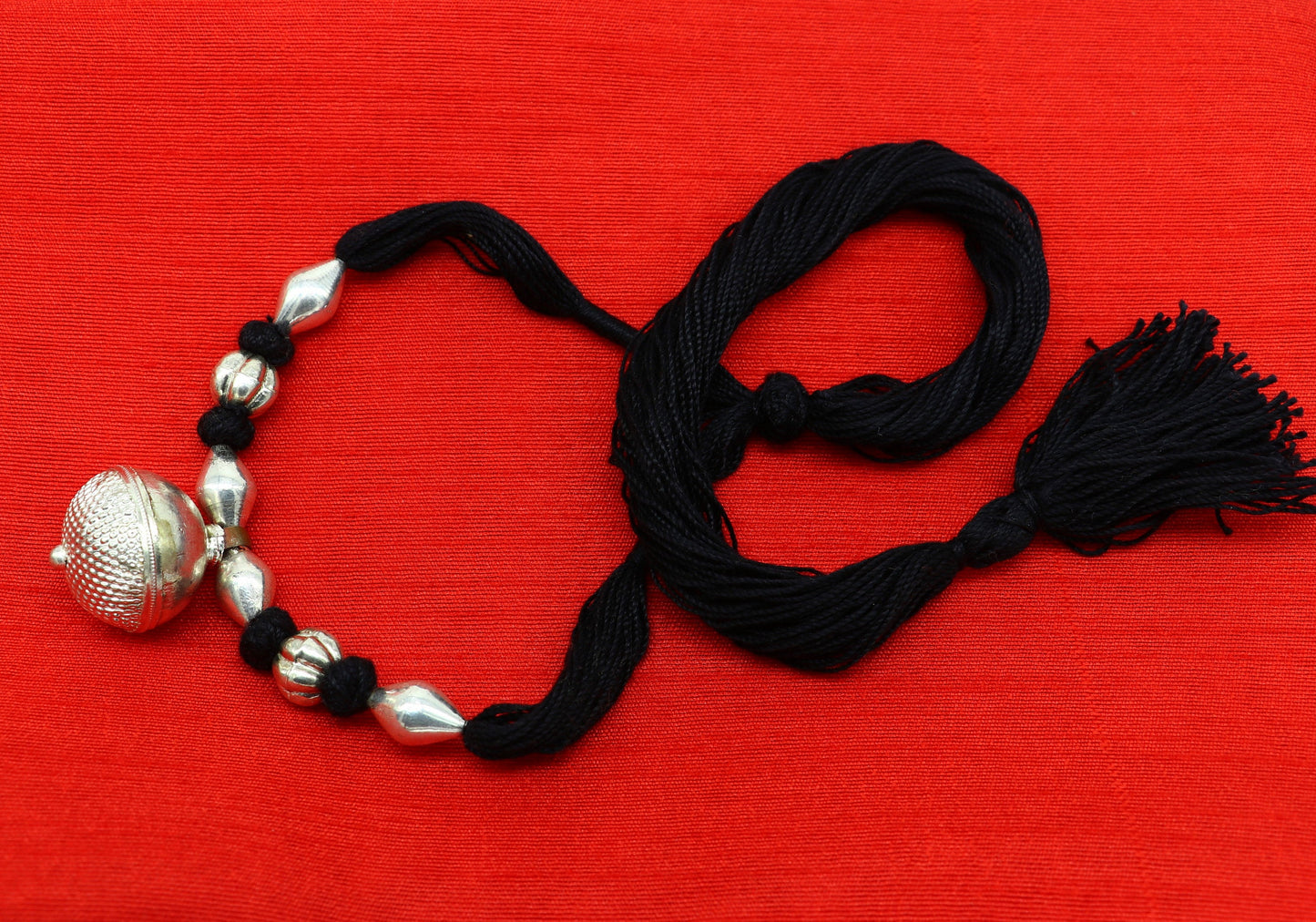 Vintage Indian traditional style sterling silver customized beads with thread charm necklace, wedding choker tribal brides jewelry set186 - TRIBAL ORNAMENTS