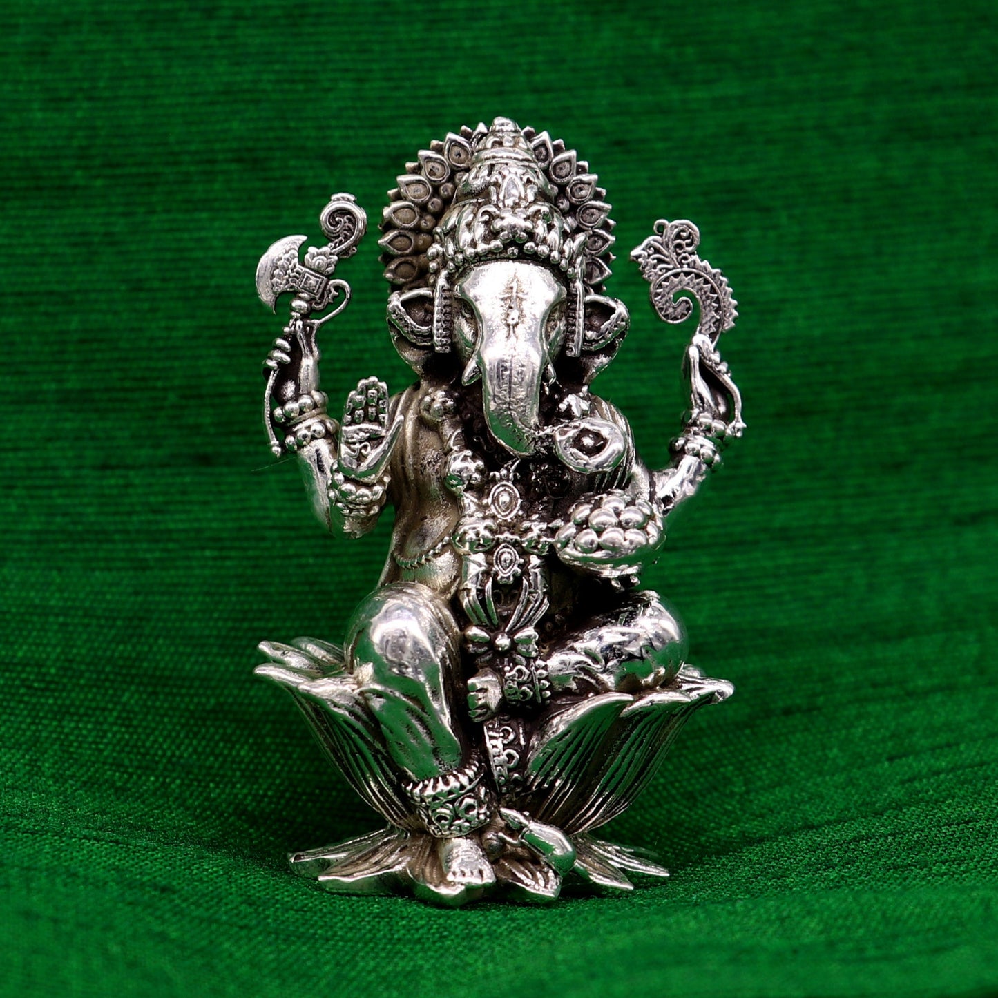 2" small 925 Sterling silver handmade customized Hindu God Idol Ganesha statue, puja article figurine, home decor utensils art31 - TRIBAL ORNAMENTS