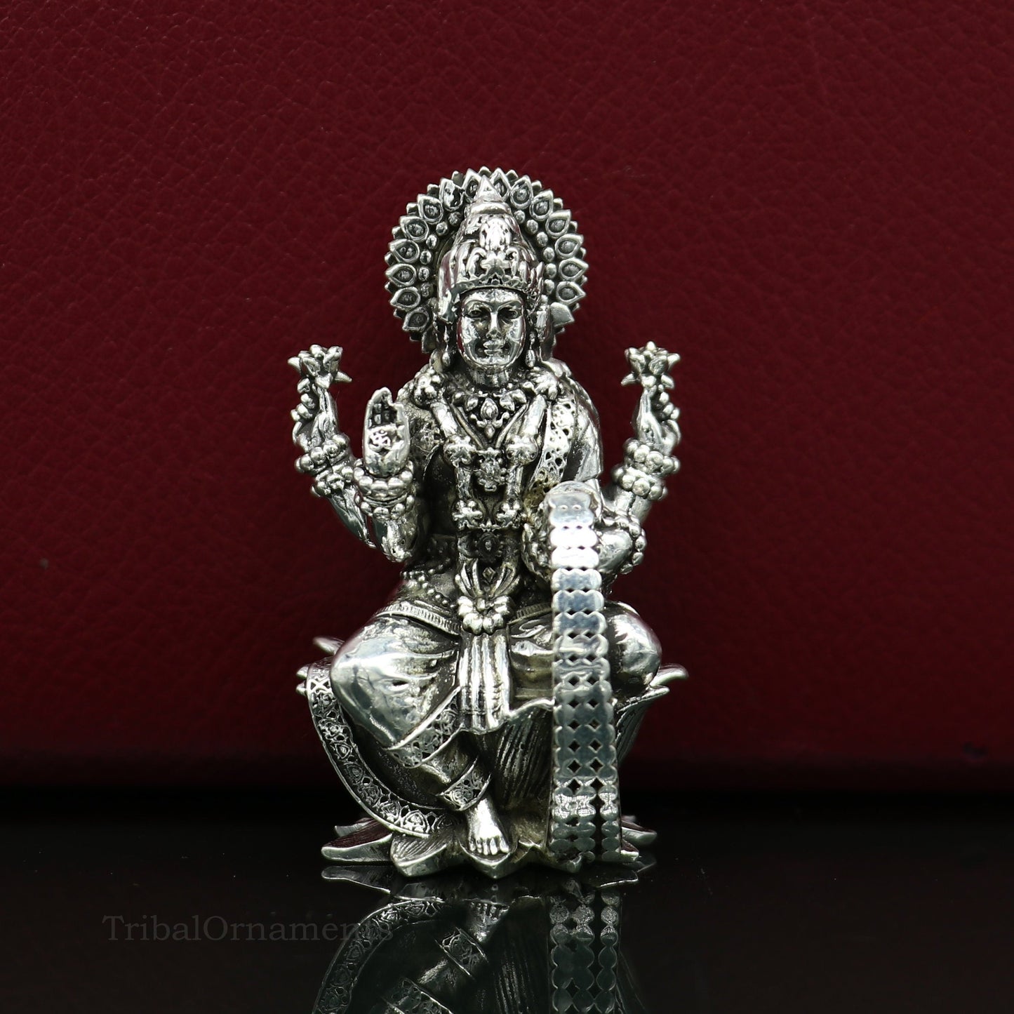 Pure 925 Sterling silver handmade customized Hindu Goddess Laxmi statue, puja article figurine, home décor puja articles gifting art26 - TRIBAL ORNAMENTS