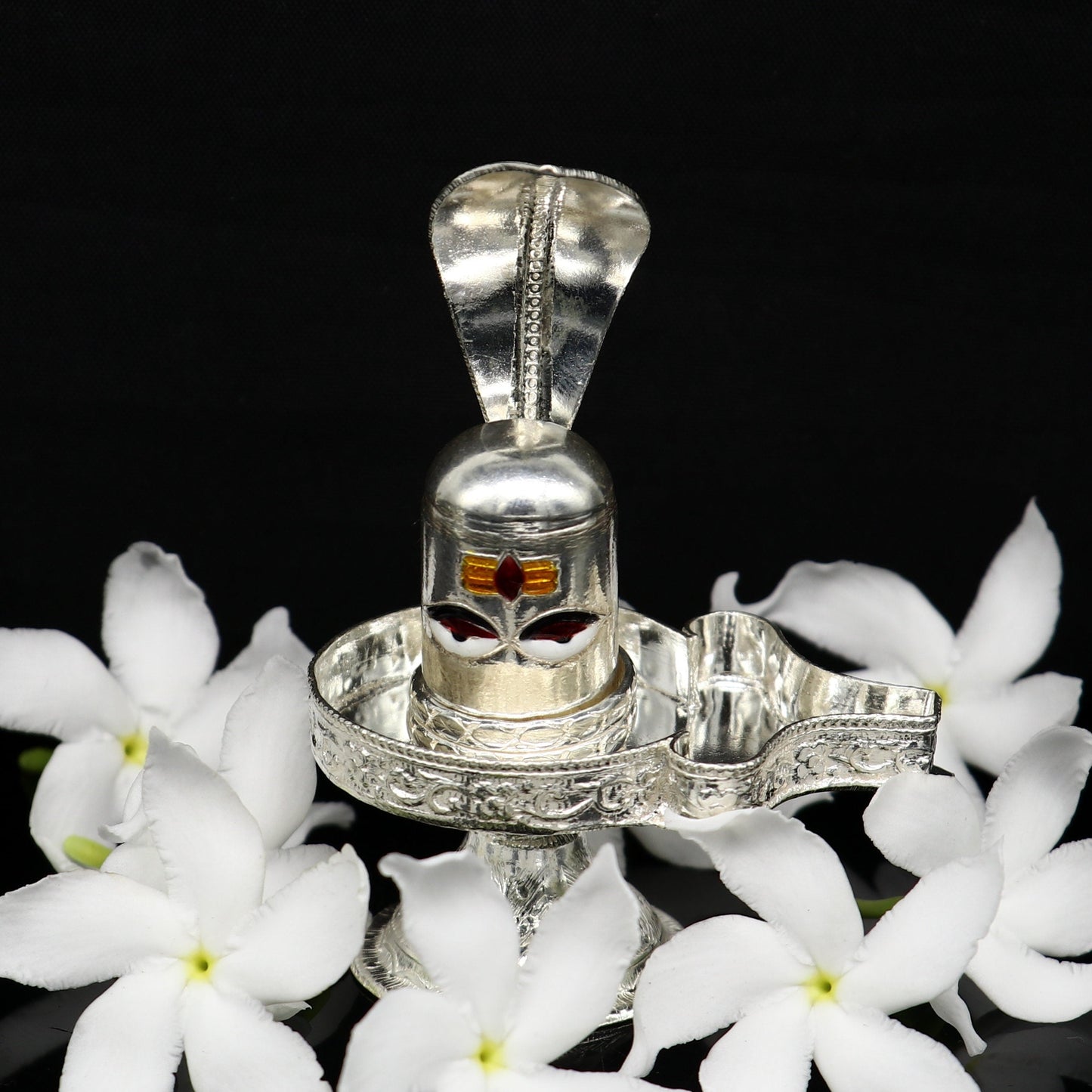 925 sterling silver handmade small Lord shiva-Linga Stand, silver utensil, silver puja temple art, shiva lingam stand with serpent art35 - TRIBAL ORNAMENTS