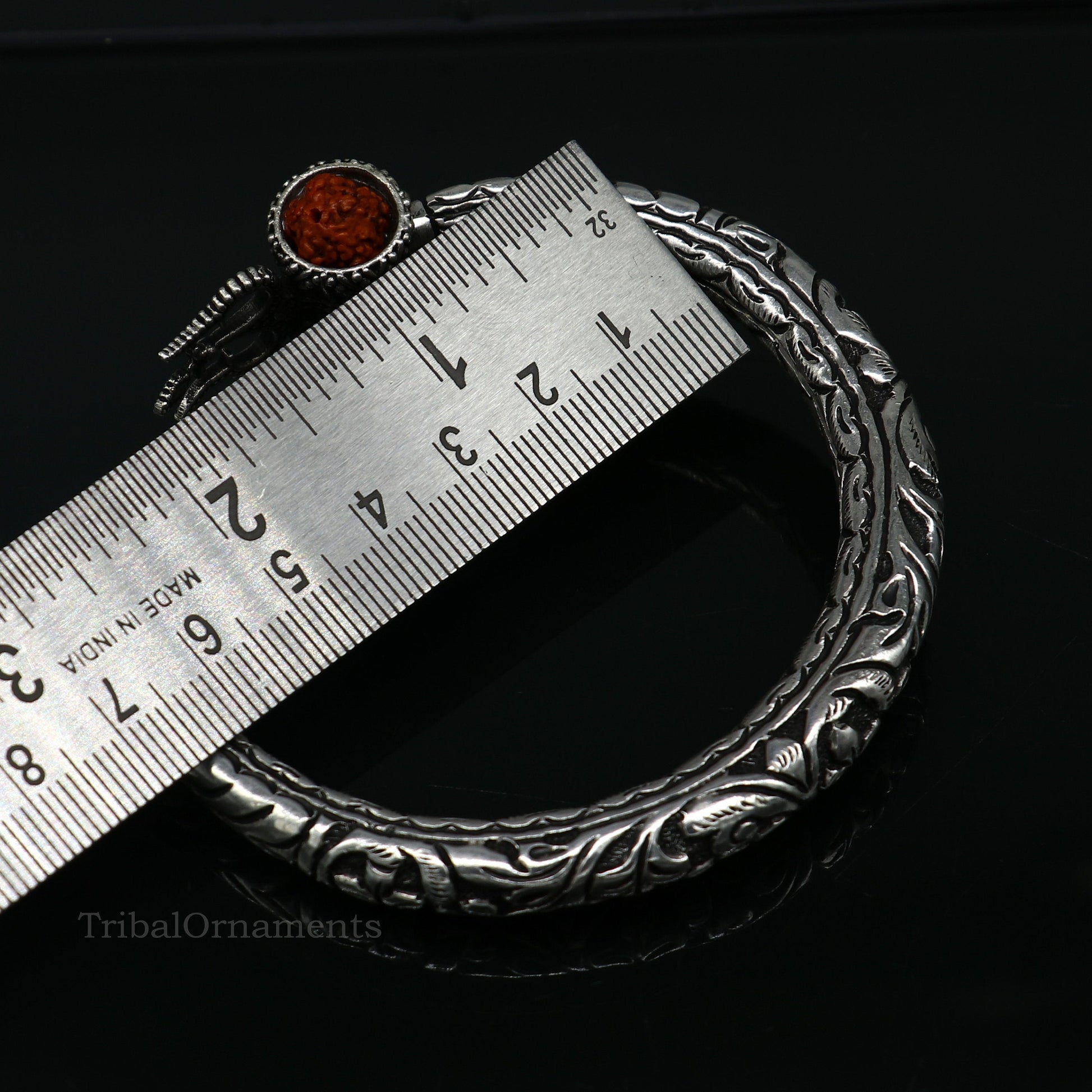 925 sterling silver customized Shiva trident stunning bangle men's bracelet, excellent Nakshi work men's gifting jewelry from India nssk392 - TRIBAL ORNAMENTS