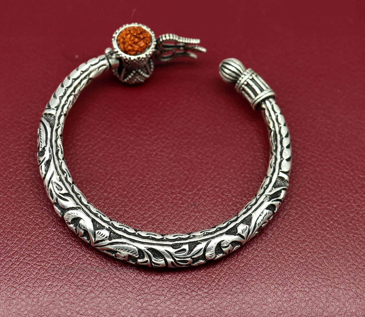 925 sterling silver customized Shiva trident stunning bangle men's bracelet, excellent Nakshi work men's gifting jewelry from India nssk392 - TRIBAL ORNAMENTS