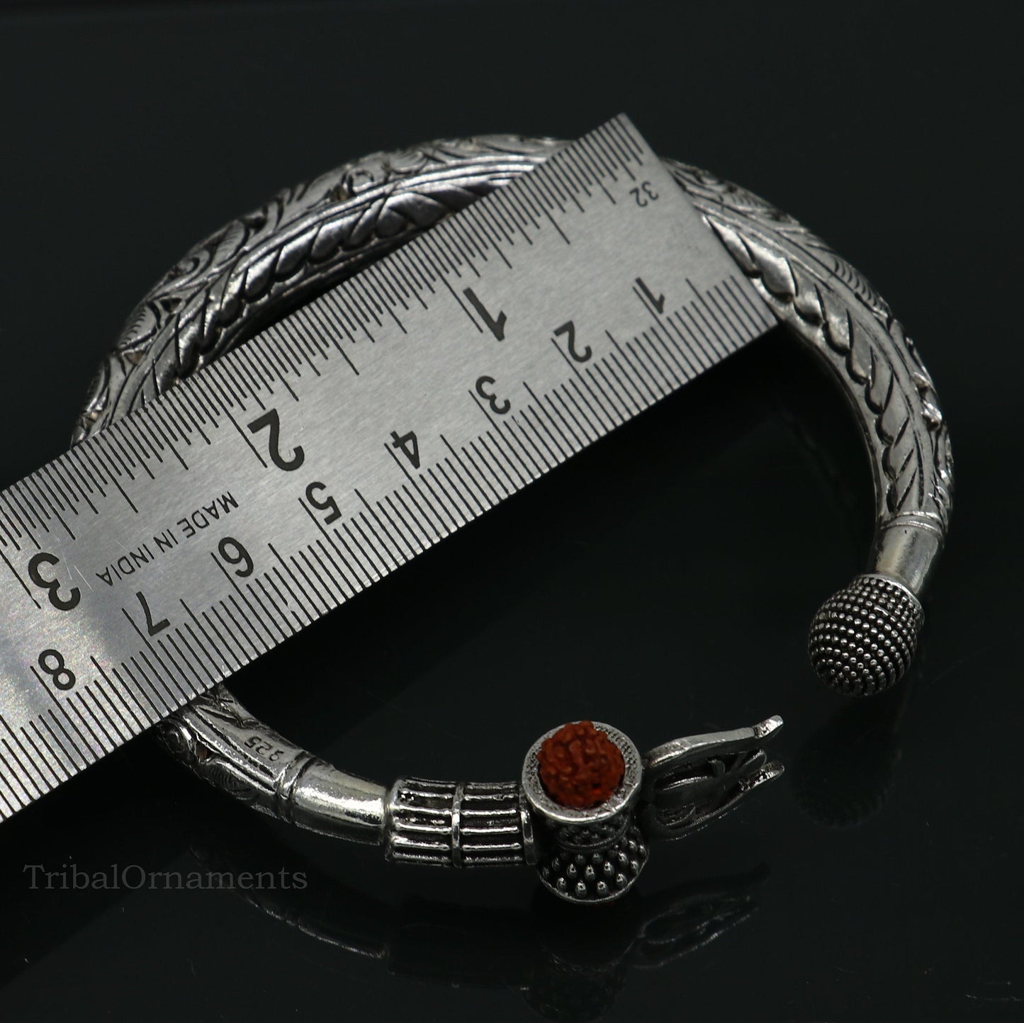 925 sterling silver customized Shiva trident trishul bangle men's bracelet, kandrai or Nakshi work men's gifting jewelry from India nssk387 - TRIBAL ORNAMENTS