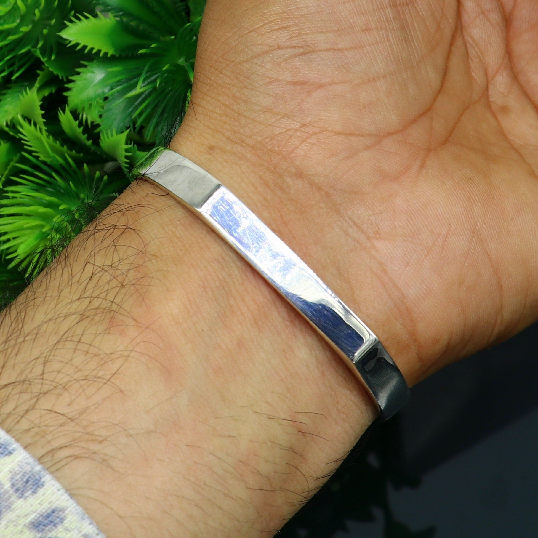 925 sterling silver handmade plain shiny design stunning bangle cuff bracelet Adjustable daily use tribal style jewelry unisex gift cuff71 - TRIBAL ORNAMENTS