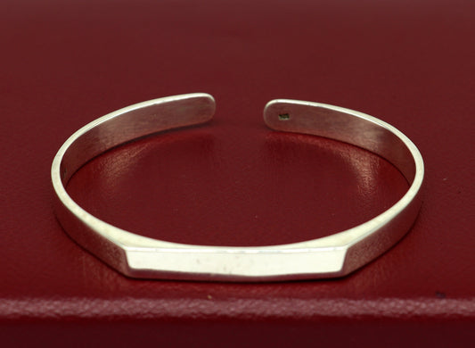 925 sterling silver handmade plain shiny design stunning bangle cuff bracelet Adjustable daily use tribal style jewelry unisex gift cuff71 - TRIBAL ORNAMENTS