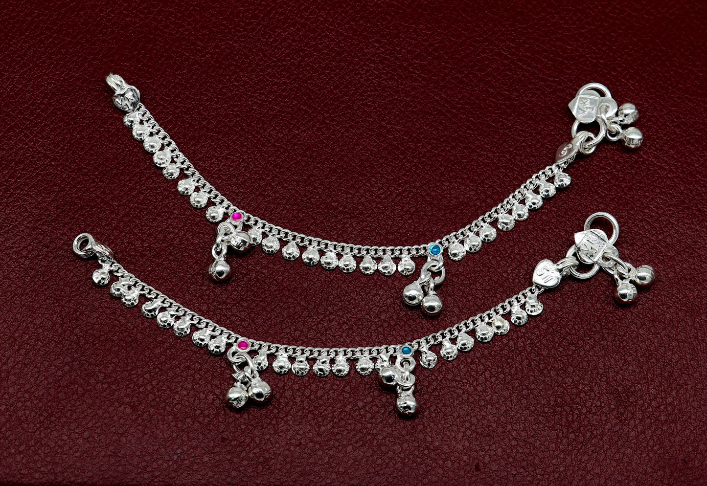 5" long Sterling silver customized baby anklets, gorgeous gift new born baby anklets kids jewelry, trendy stylish ankle bracelet ank367 - TRIBAL ORNAMENTS