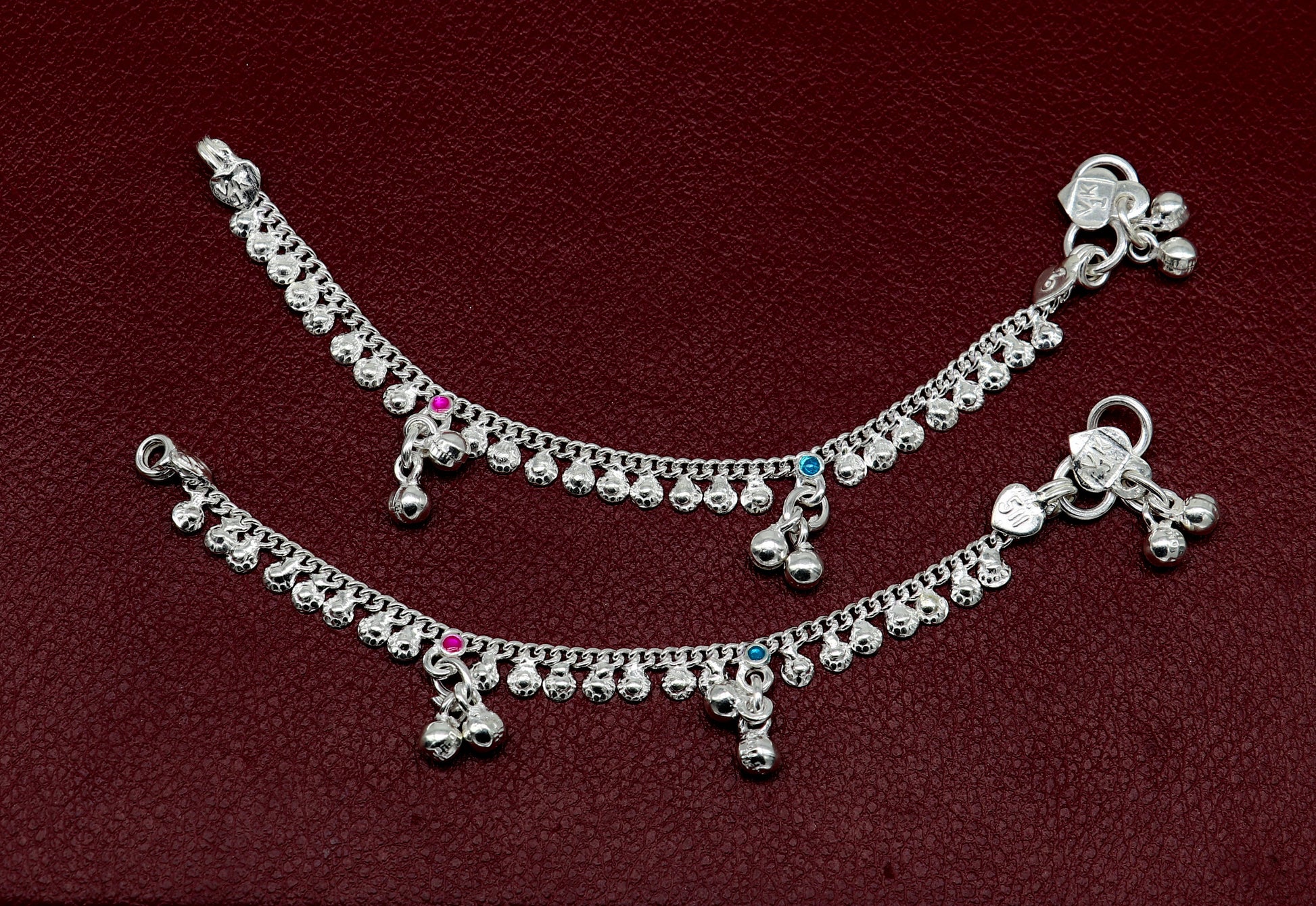 5" long Sterling silver customized baby anklets, gorgeous gift new born baby anklets kids jewelry, trendy stylish ankle bracelet ank367 - TRIBAL ORNAMENTS