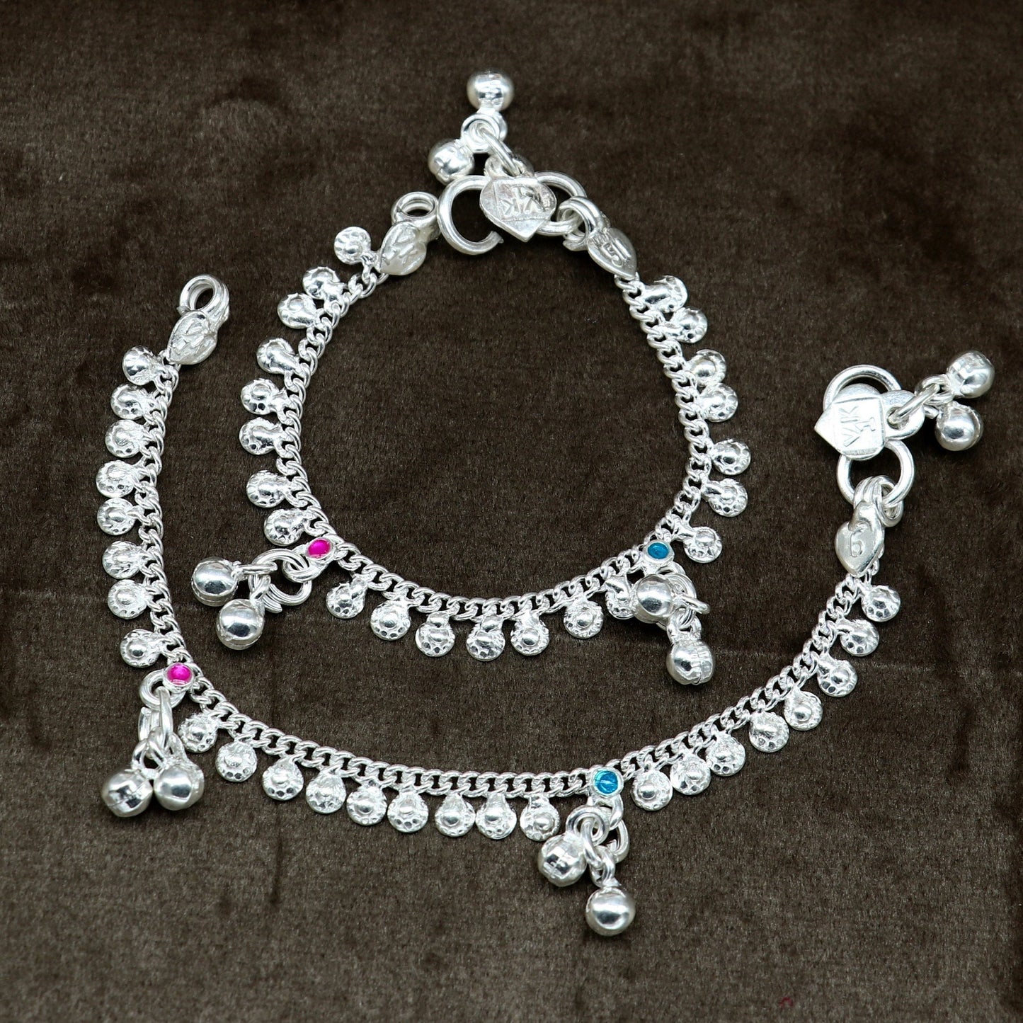 5" long Sterling silver customized baby anklets, gorgeous gift new born baby anklets kids jewelry, trendy stylish ankle bracelet ank367 - TRIBAL ORNAMENTS