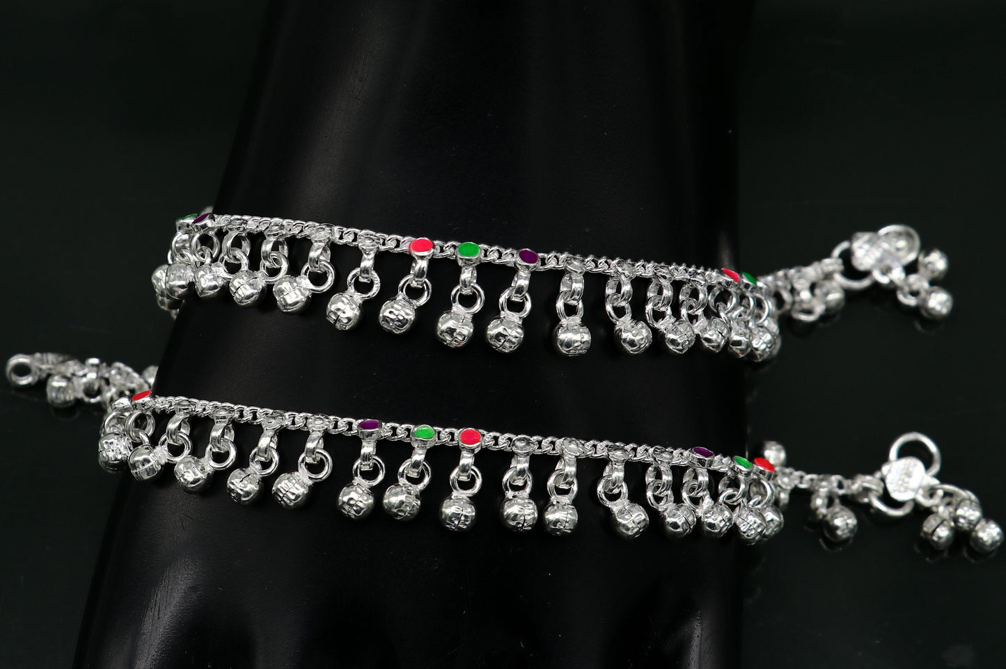 7" inches long custom amazing waved jingling bells baby anklets, special gift for your princes baby/teenager anklets foot bracelet ank371 - TRIBAL ORNAMENTS